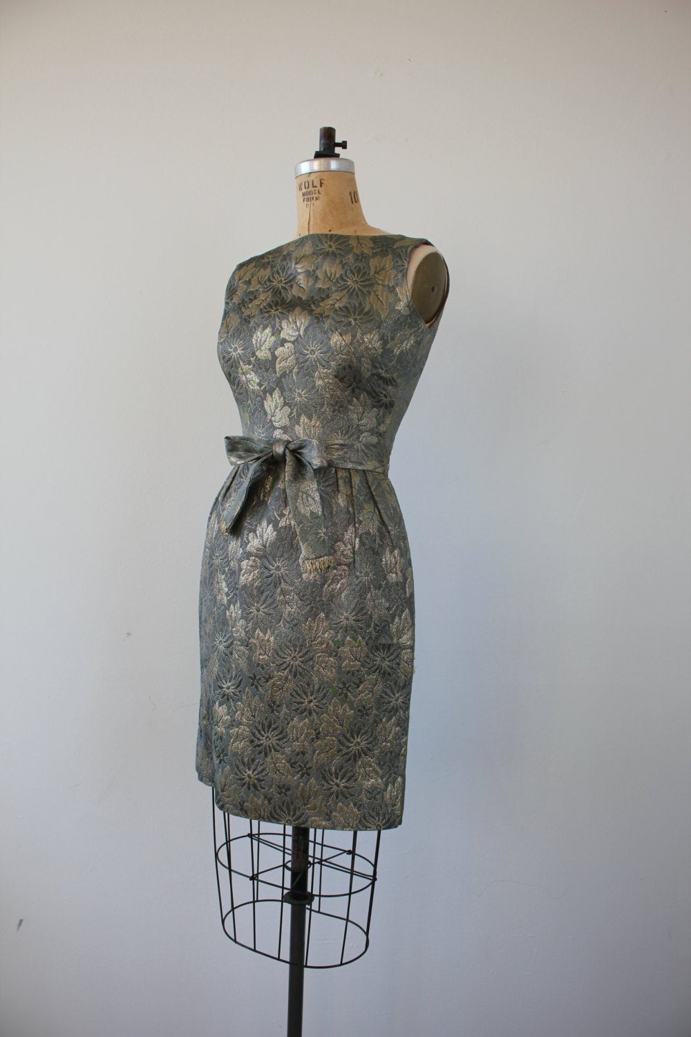 Vintage 60's Sleeveless Gold Floral Brocade Dress | Shop THRILLING