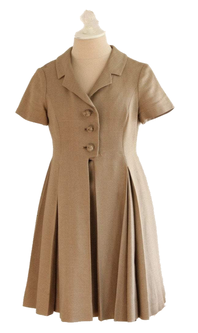 Vintage 60's Tan Military Baby Doll Empire Waist Heavy Linen Coat Dress ...