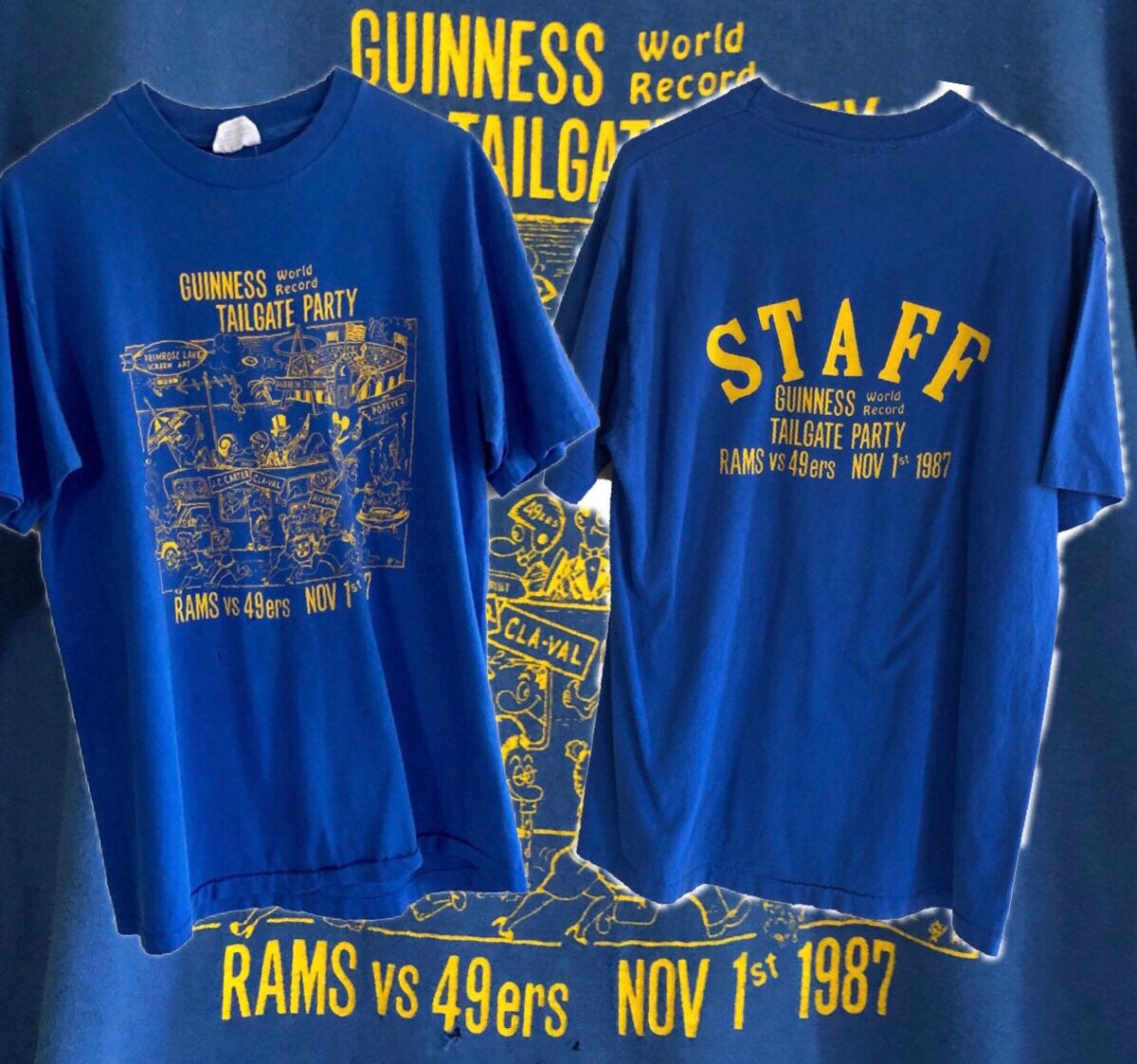 Vintage Blue T-Shirt with Yellow Lettering and Graphic by Hanes | Shop ...