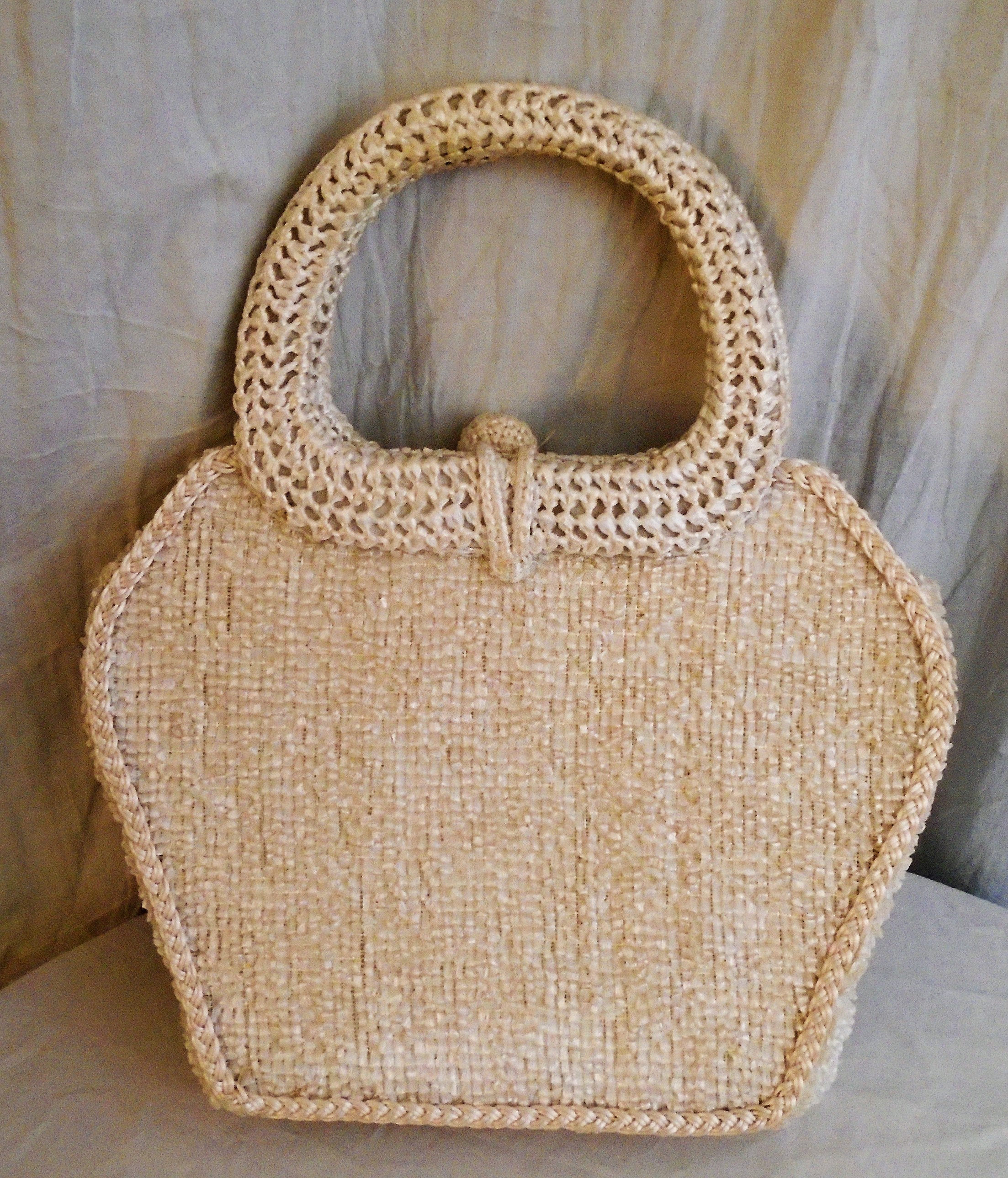 Vintage 60’s Beige Faux Straw with Green and Yellow Floral Purse | Shop ...