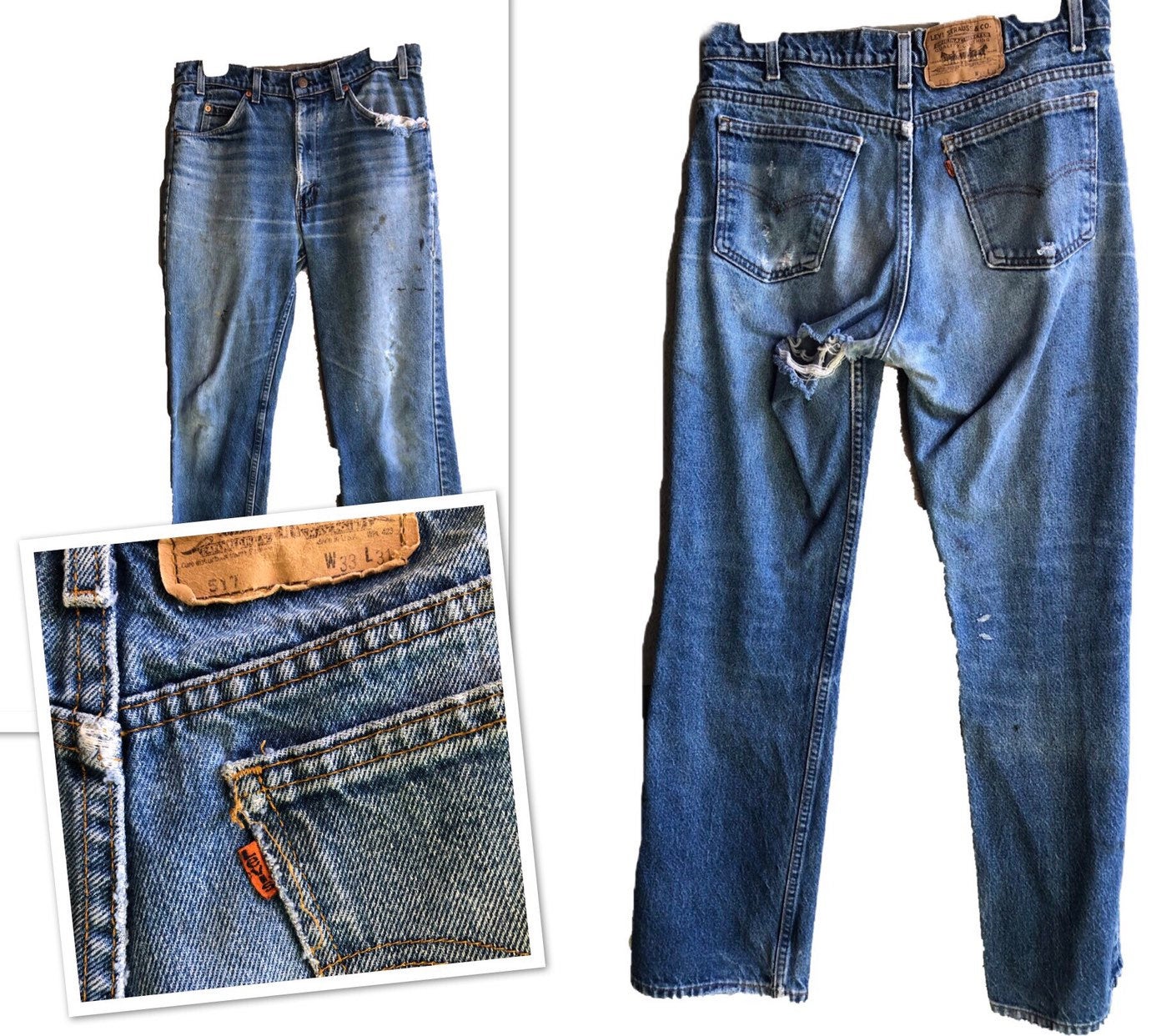 Vintage blue distressed jeans