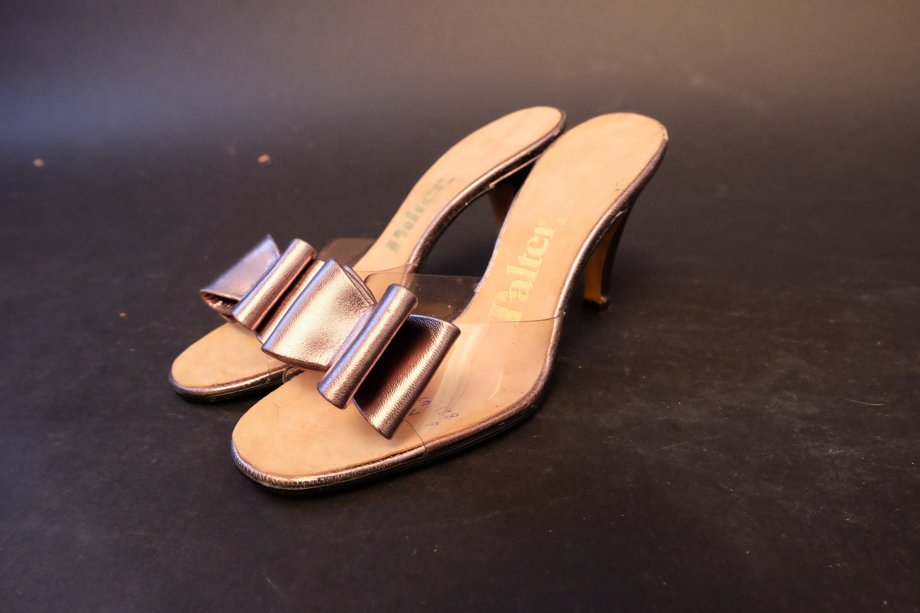 Vintage 60's Deadstock Bronze and PVC Peep Toe Party Heels by Palter ...