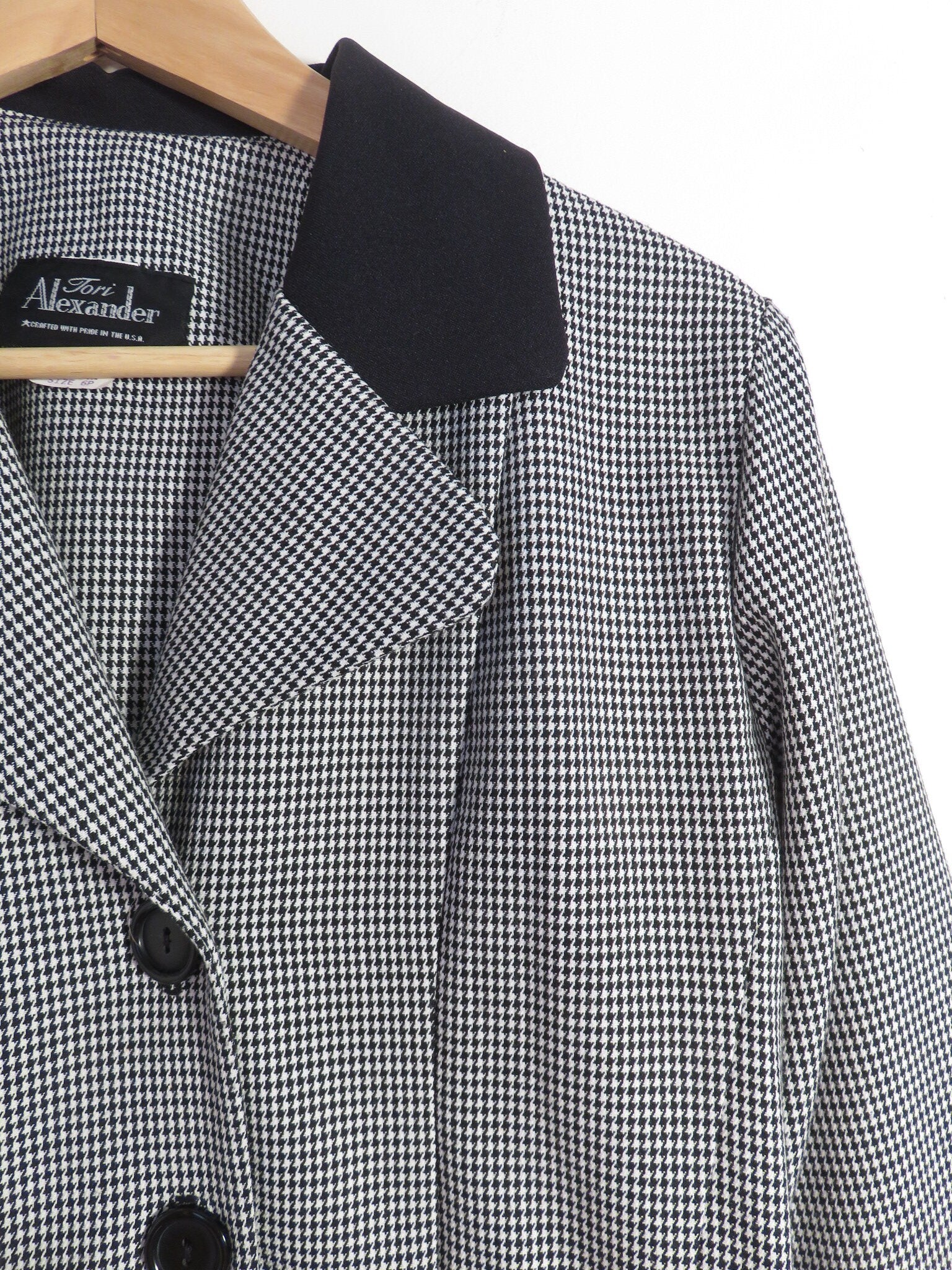 Vintage 90s Houndstooth Clueless Style Blazer Jacket by Tori Alexander ...