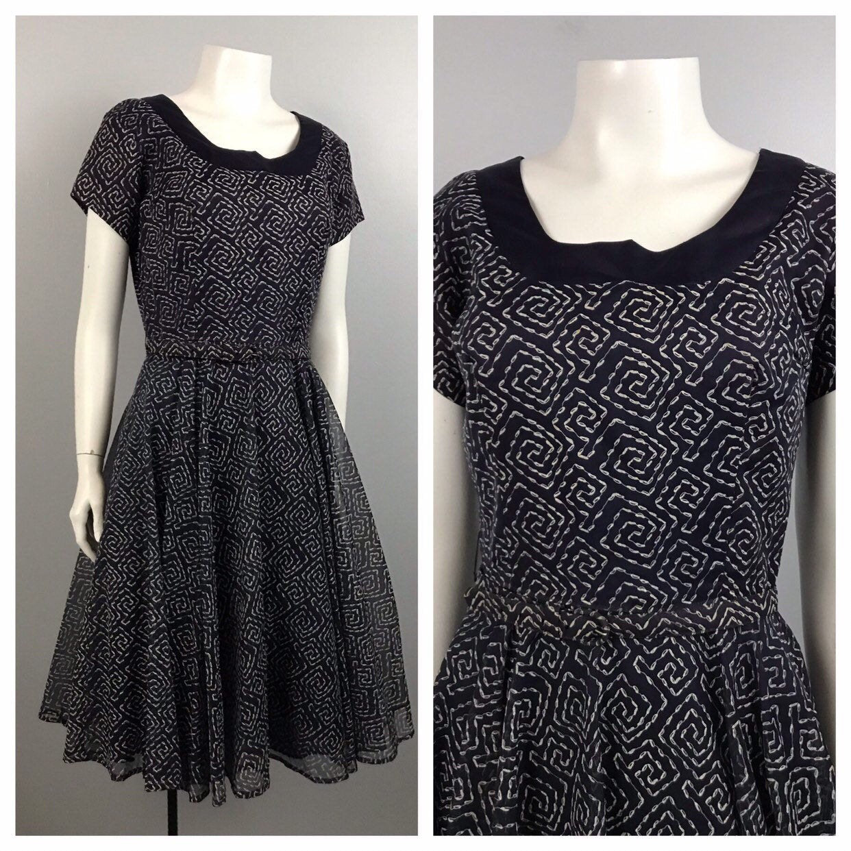 Vintage 50’s Navy Fit N' Flare Belted Dress | Shop THRILLING
