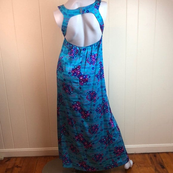 Vintage 60's/70's Deadstock Blue and Purple Floral Empire Waist ...