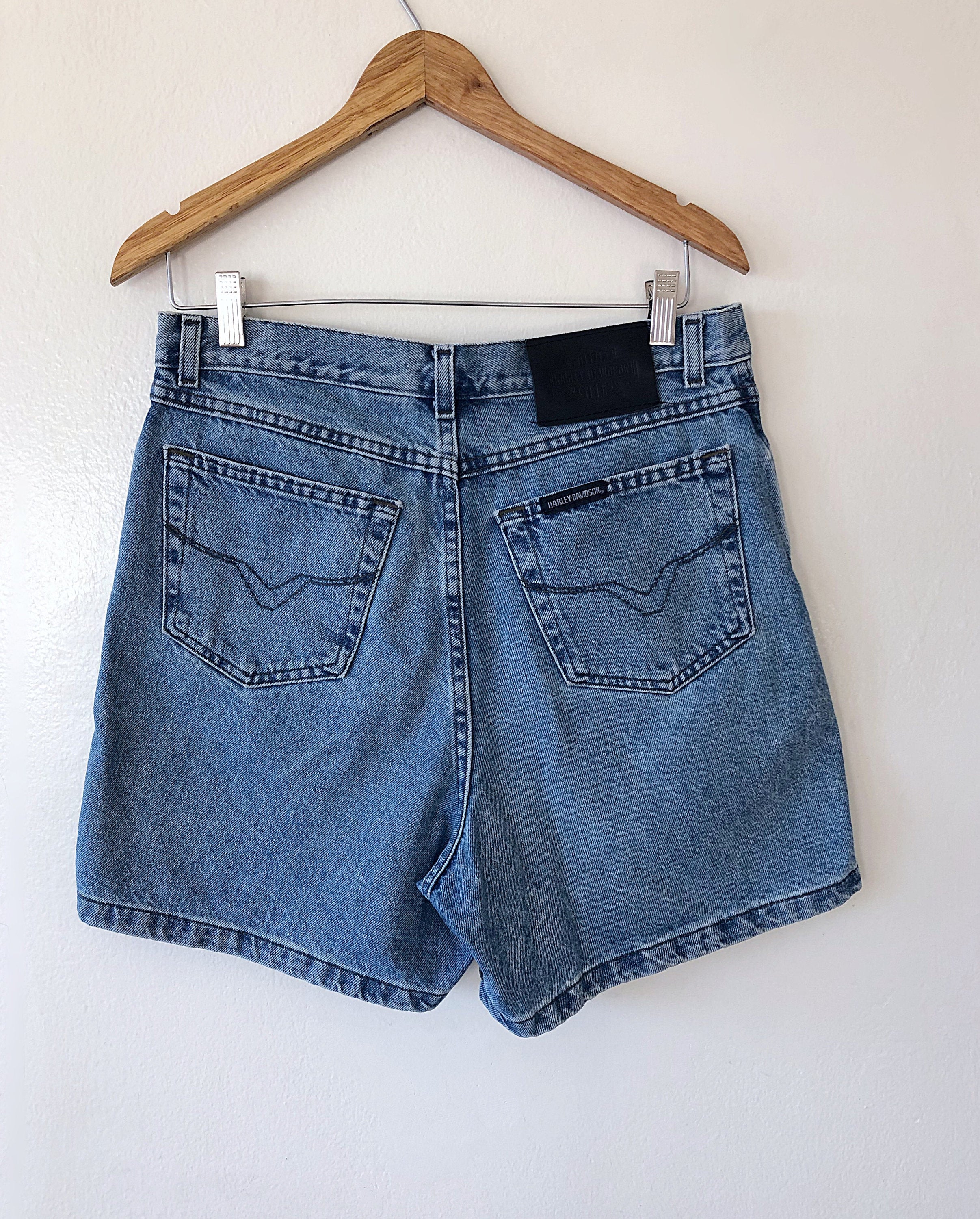 Vintage 90’s Motorcycle High Waisted Biker Babe Jean Shorts by Harley ...