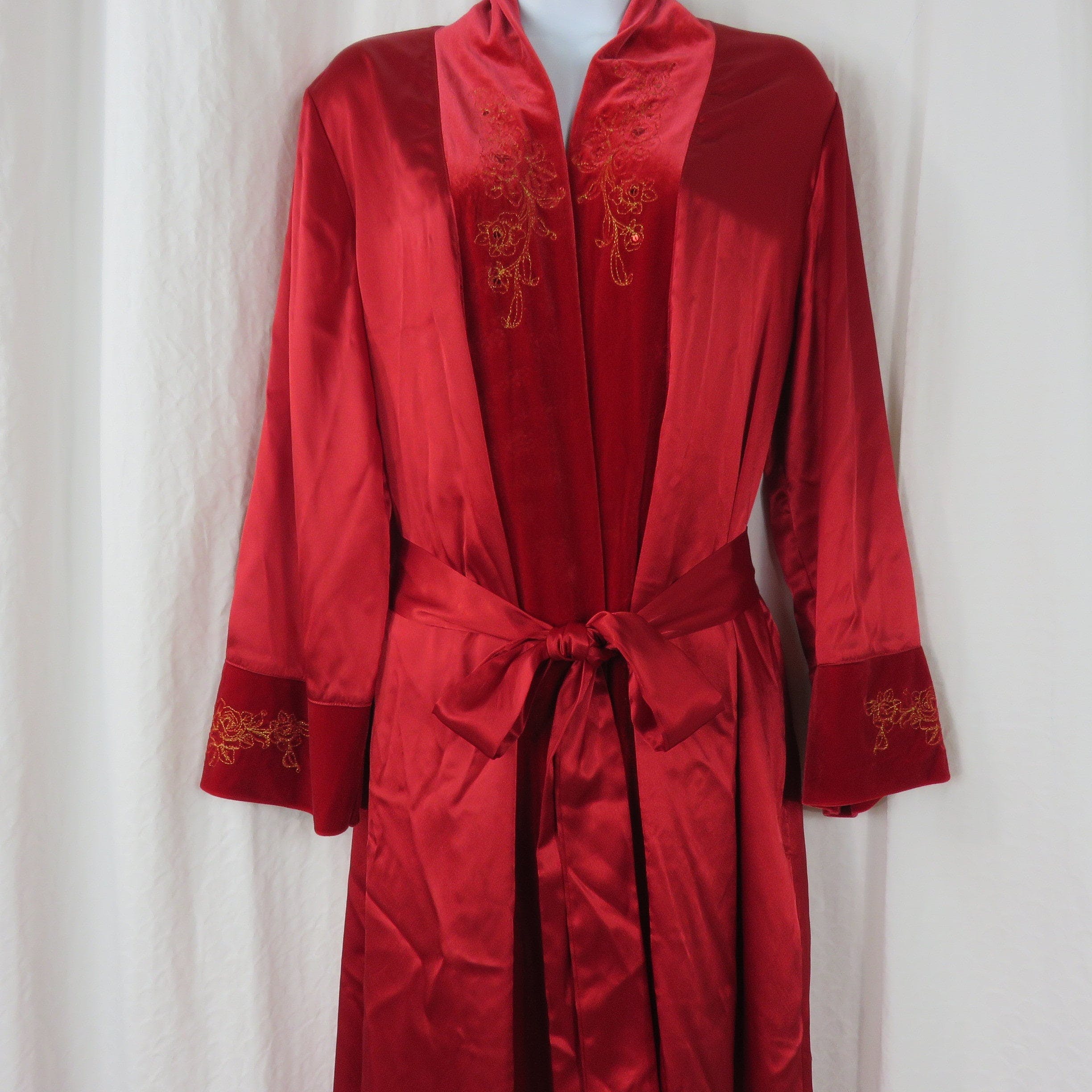 Vintage 90’s Long Red Dressing Robe by Morgan Taylor Intimates | Shop ...