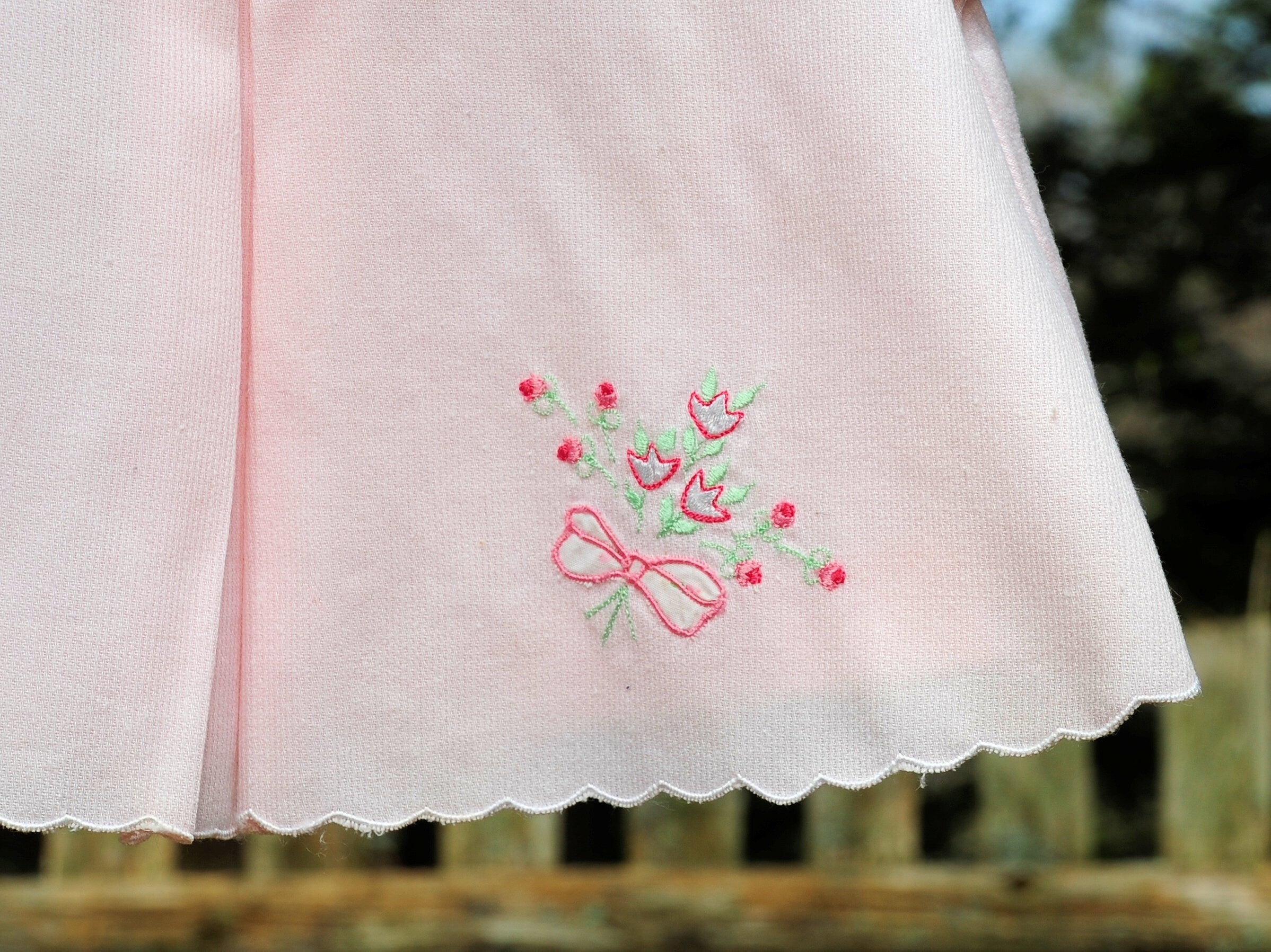Vintage Vtg 60s Cradle Togs Pink Baby Dress Floral Embroidery 6-12 12 ...