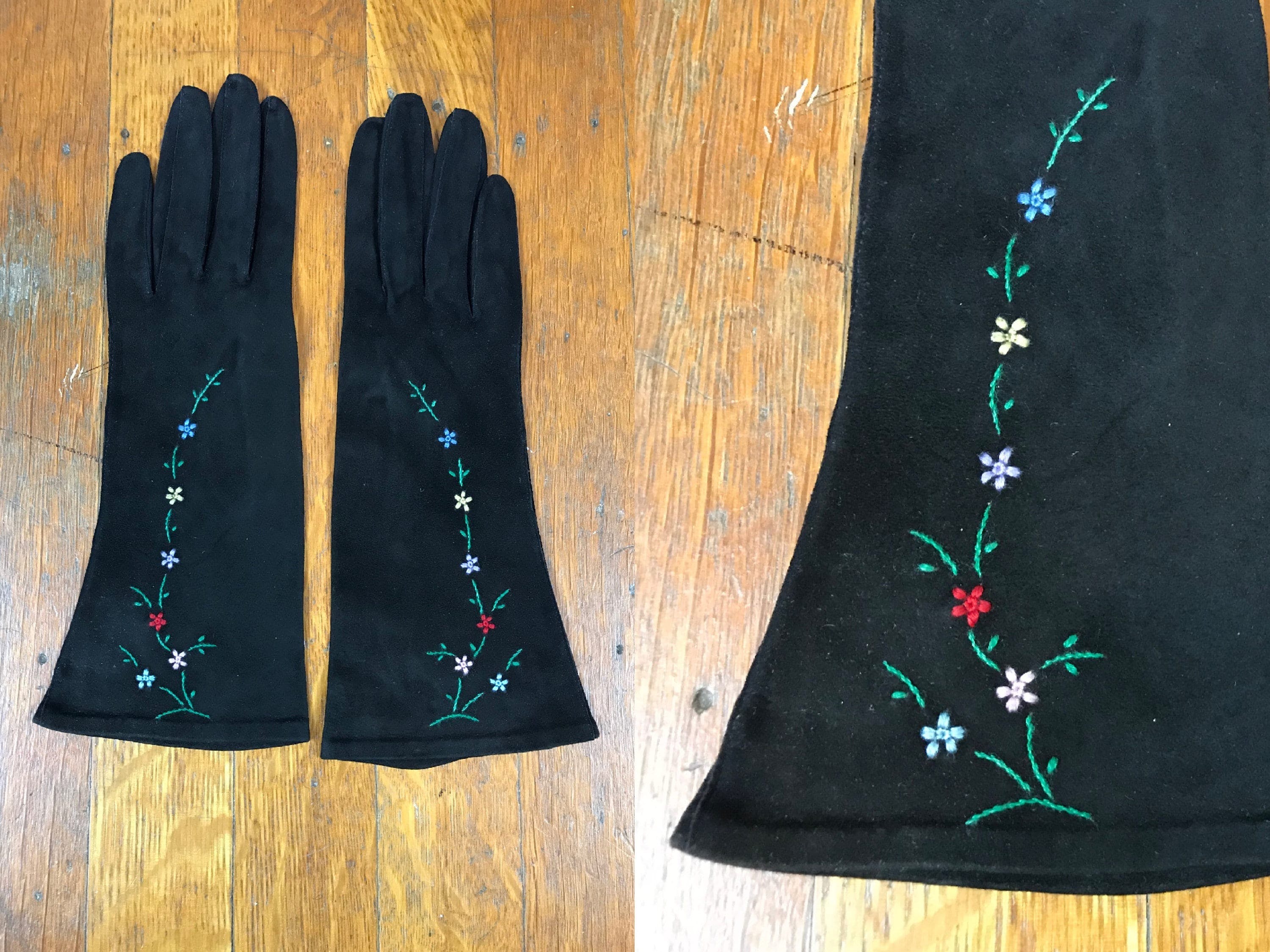 Vintage 50’s Black Suede Suit Gloves | Shop THRILLING