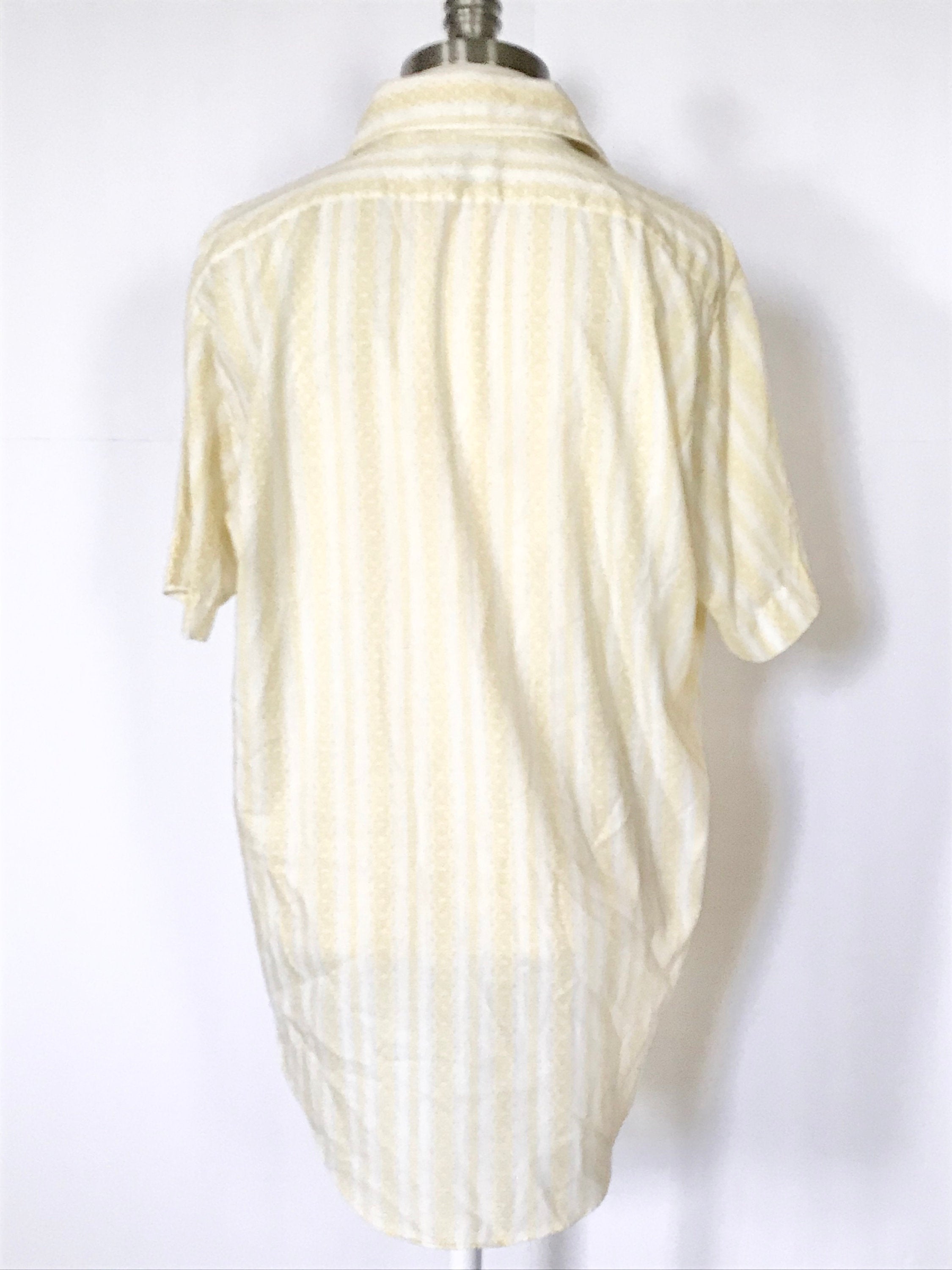 Vintage 80’s Yellow Printed and White Striped Button Up by Brewster ...