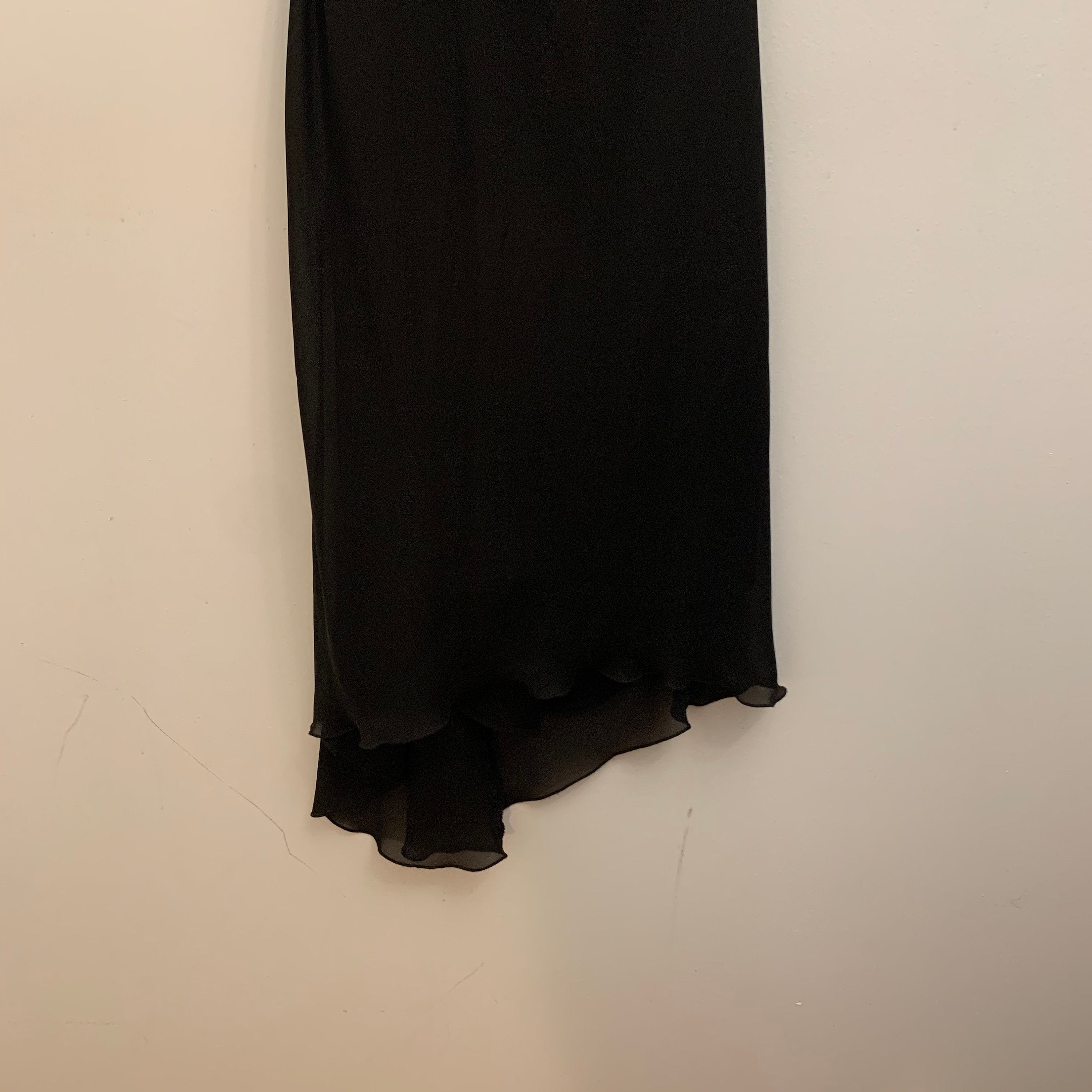Vintage Black Asymmetrical Cowl Neck Spaghetti Strap Little Black Dress ...