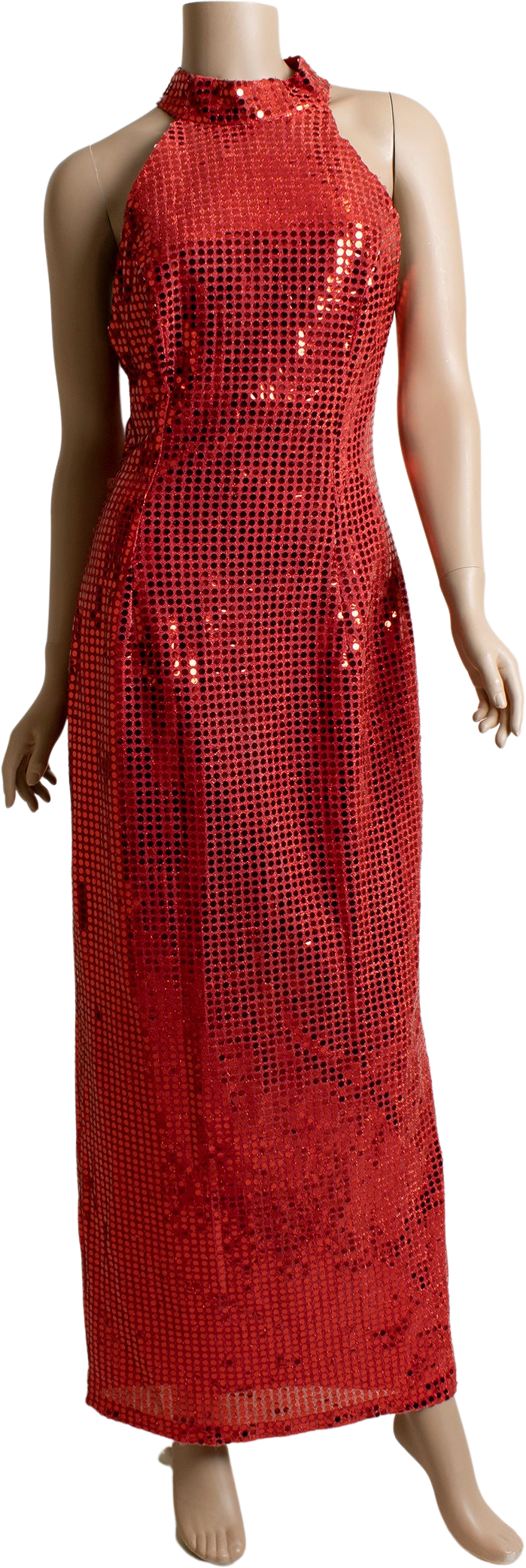Vintage 80s Fully Sequined Maxi Gown Cherry Red Flashy Jessica Rabbit ...