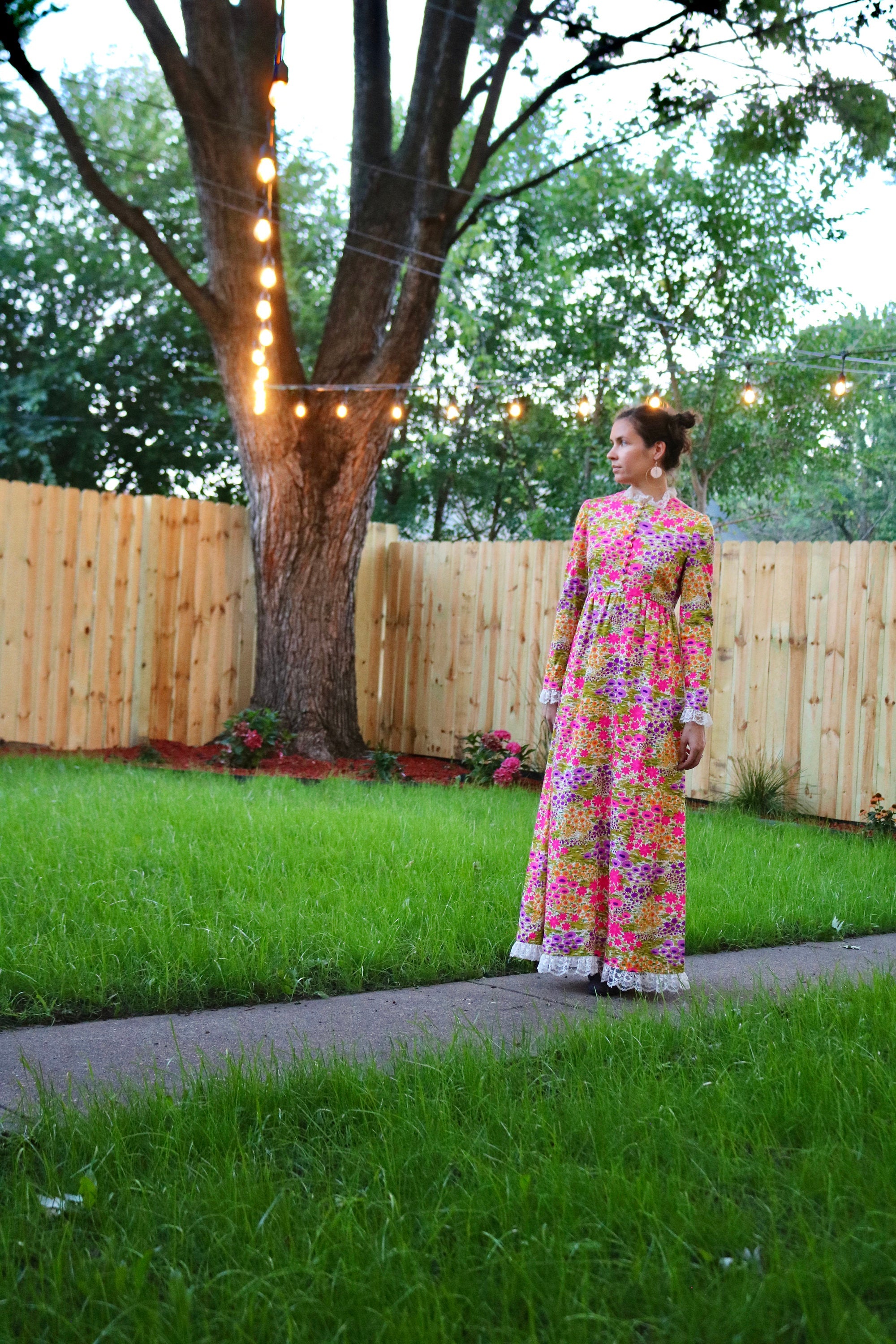 Vintage 60's/70's Multicolor Floral Print Maxi Dress | Shop THRILLING