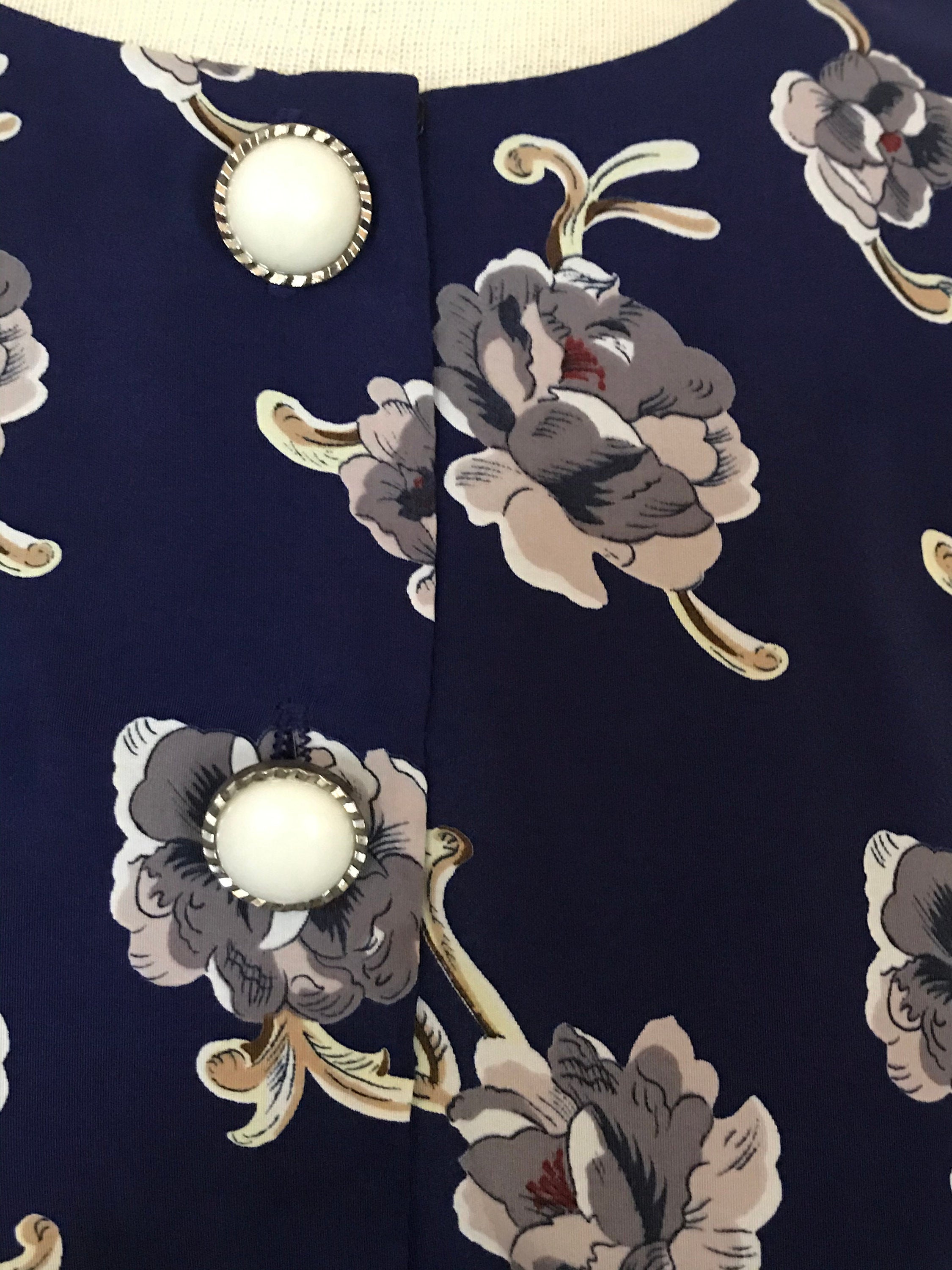 Vintage 80's/90's Blue Silk Floral Button Up by Kristy Michaels | Shop ...