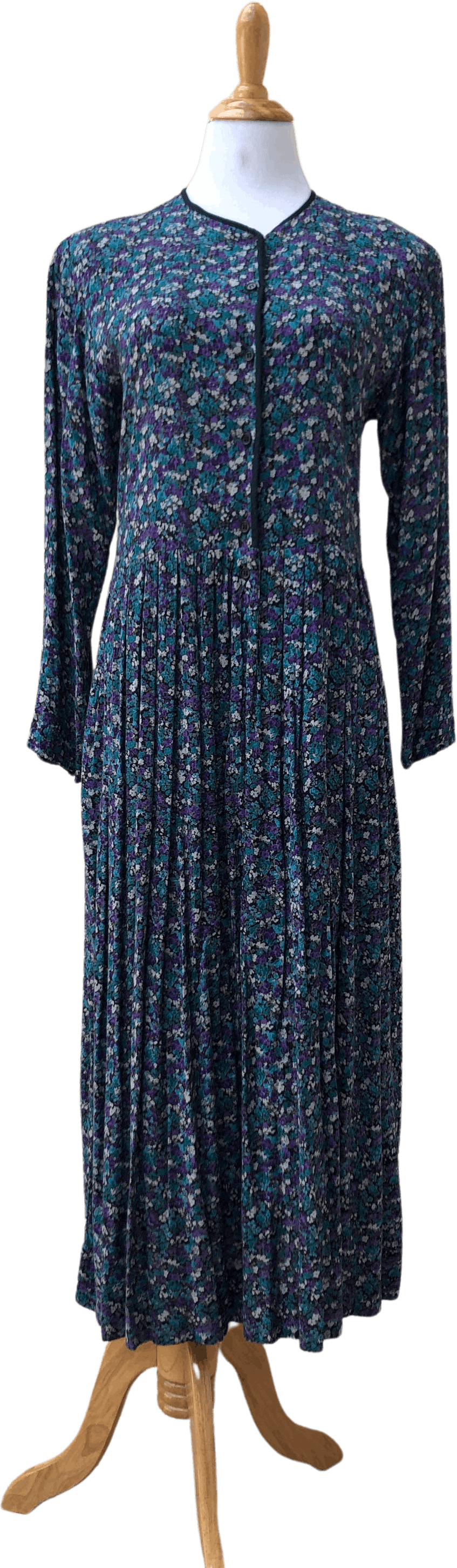 Vintage 80’s Calico Flower Rayon Midi Dress by Komil | Shop THRILLING