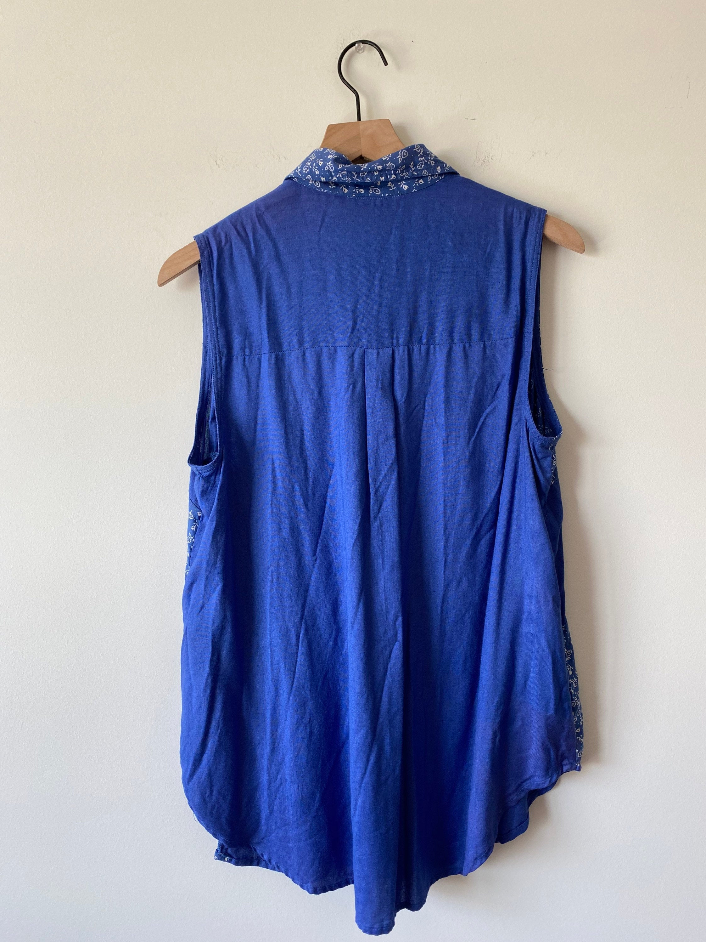 Vintage 90's Blue Patchwork Tank Blouse by April Cornell | Shop THRILLING