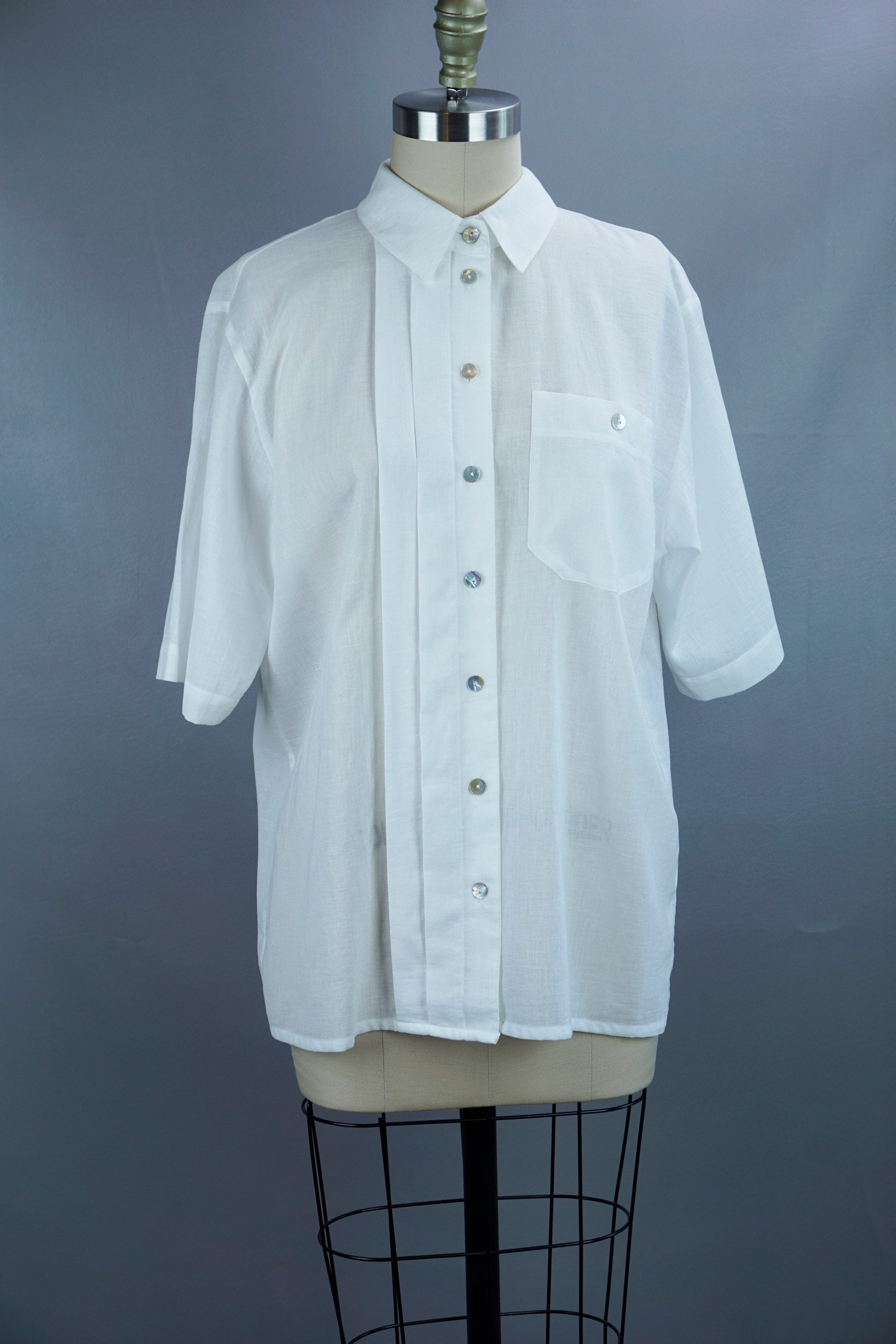Vintage 80’s White Cotton Blouse by Geiger Collections | Shop THRILLING