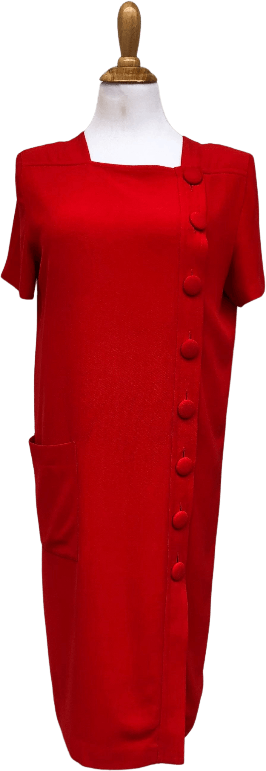 Vintage Red Dress with Asymmetric Buttons by Yves Saint Laurent | Shop ...