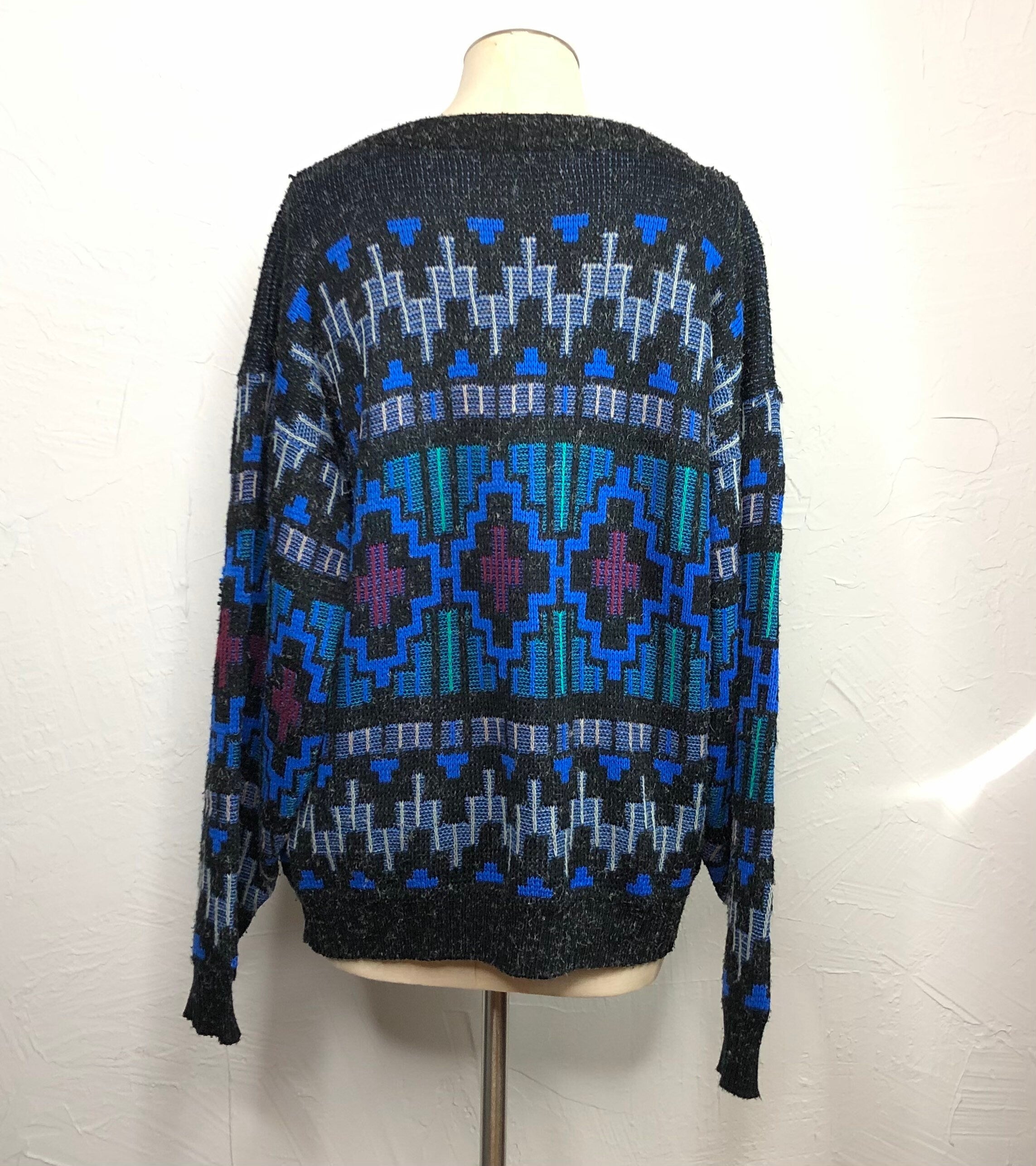 Vintage 80s/90s Geometric Pattern Pullover Sweater By Ted McGill | Shop ...