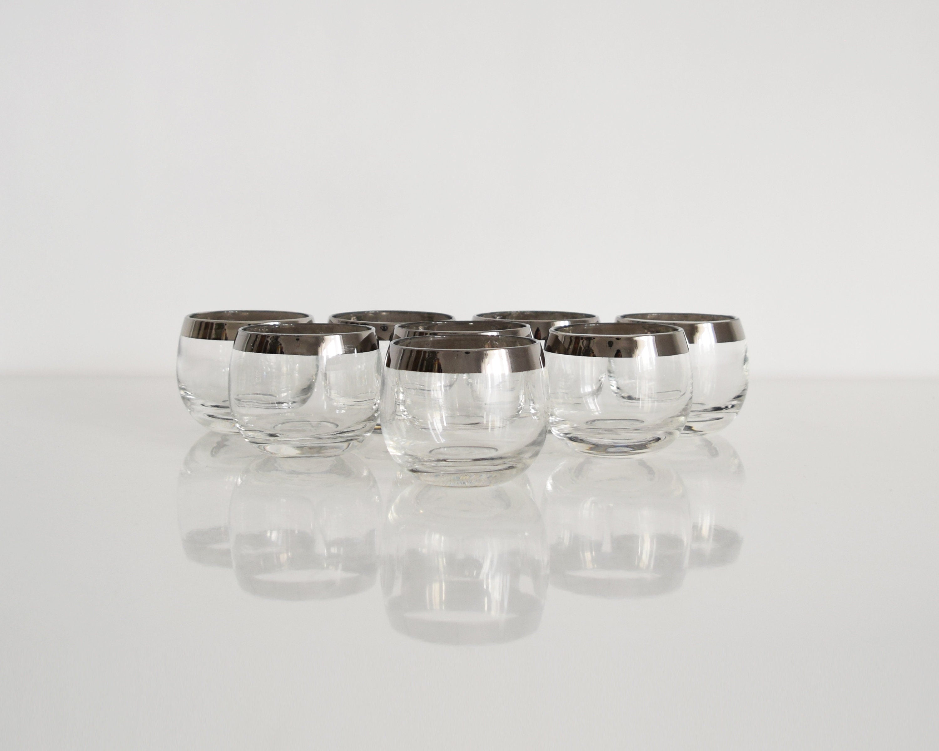 Small Silver Roly Poly Glasses Mid Century Cocktail Glasses, Vintage 6 ...