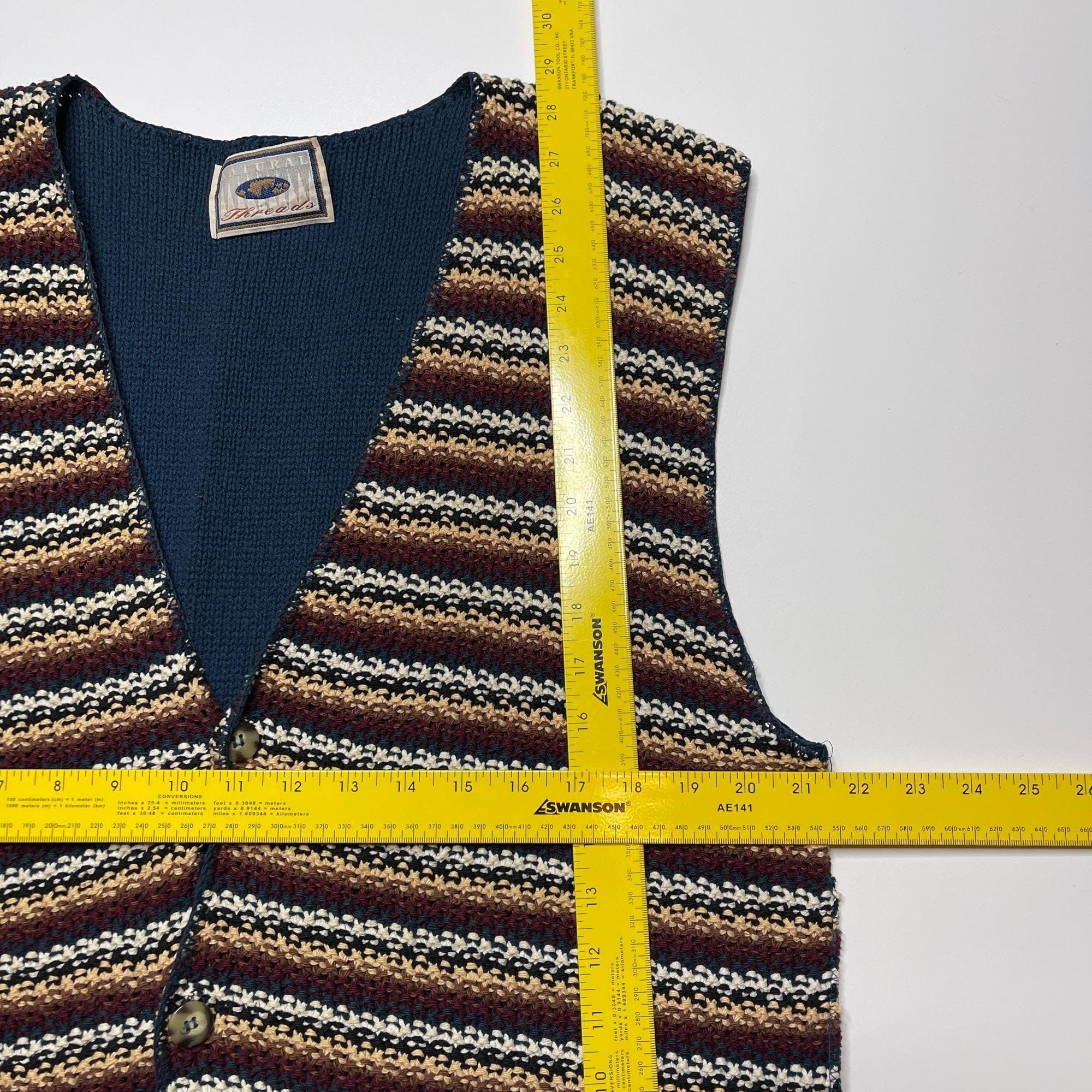 Vintage 90’s Crochet Knit Striped Vest by Natural Threads | Shop THRILLING