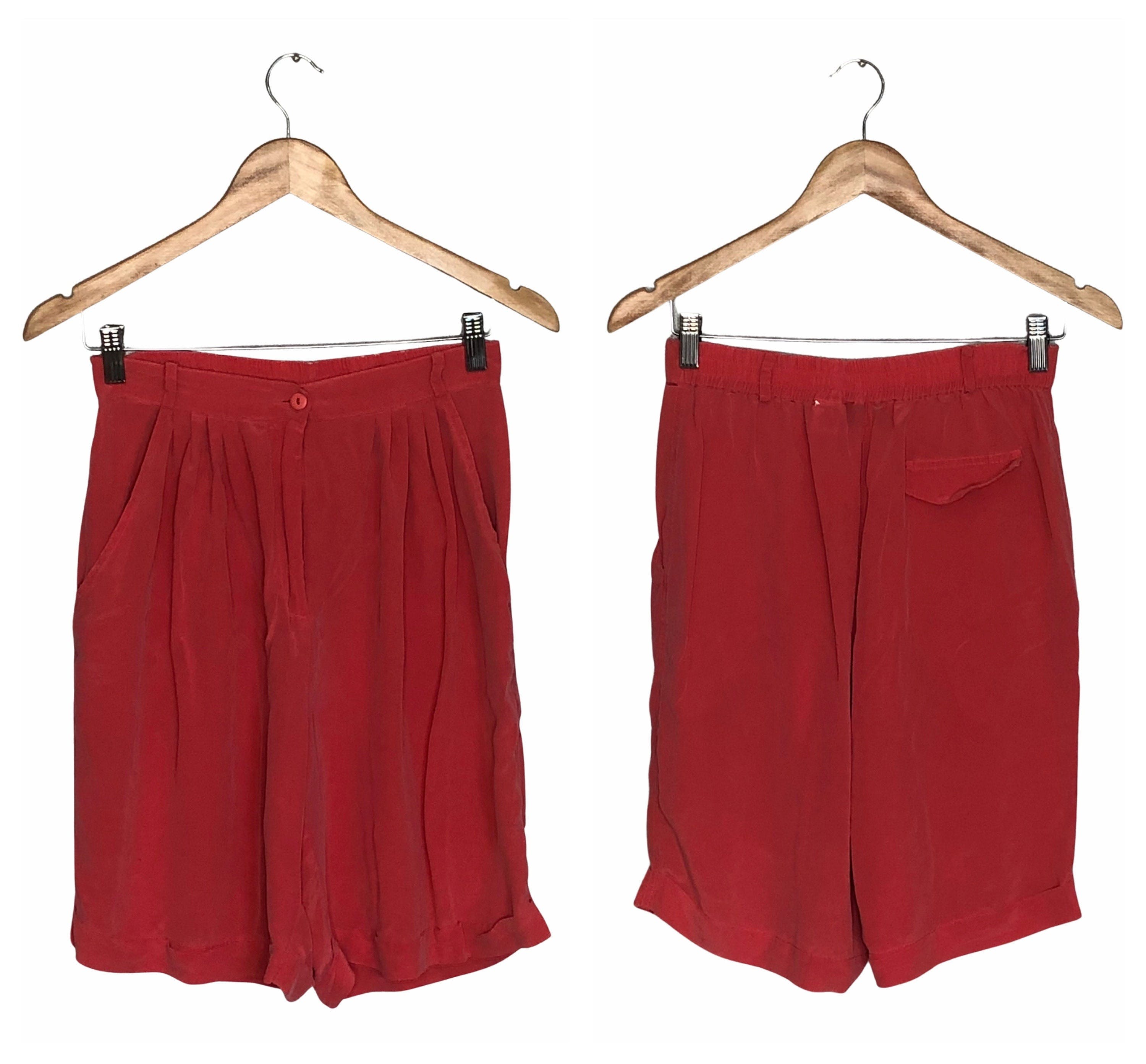 Vintage 80’s Silk Trouser Shorts Pleated High Waist by Restless ...