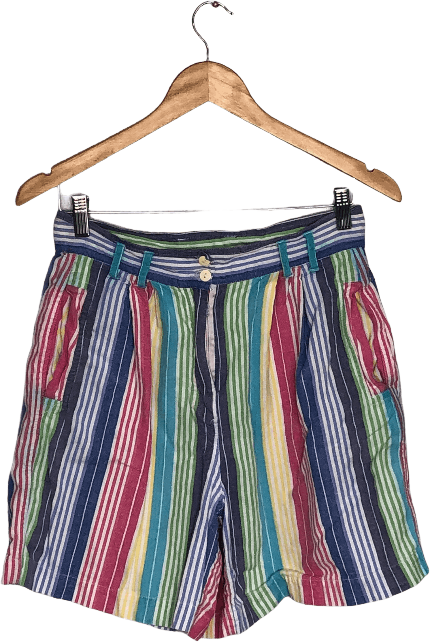 Vintage 80’s Stripe Trouser Shorts High Waist Rainbow by Access | Shop ...