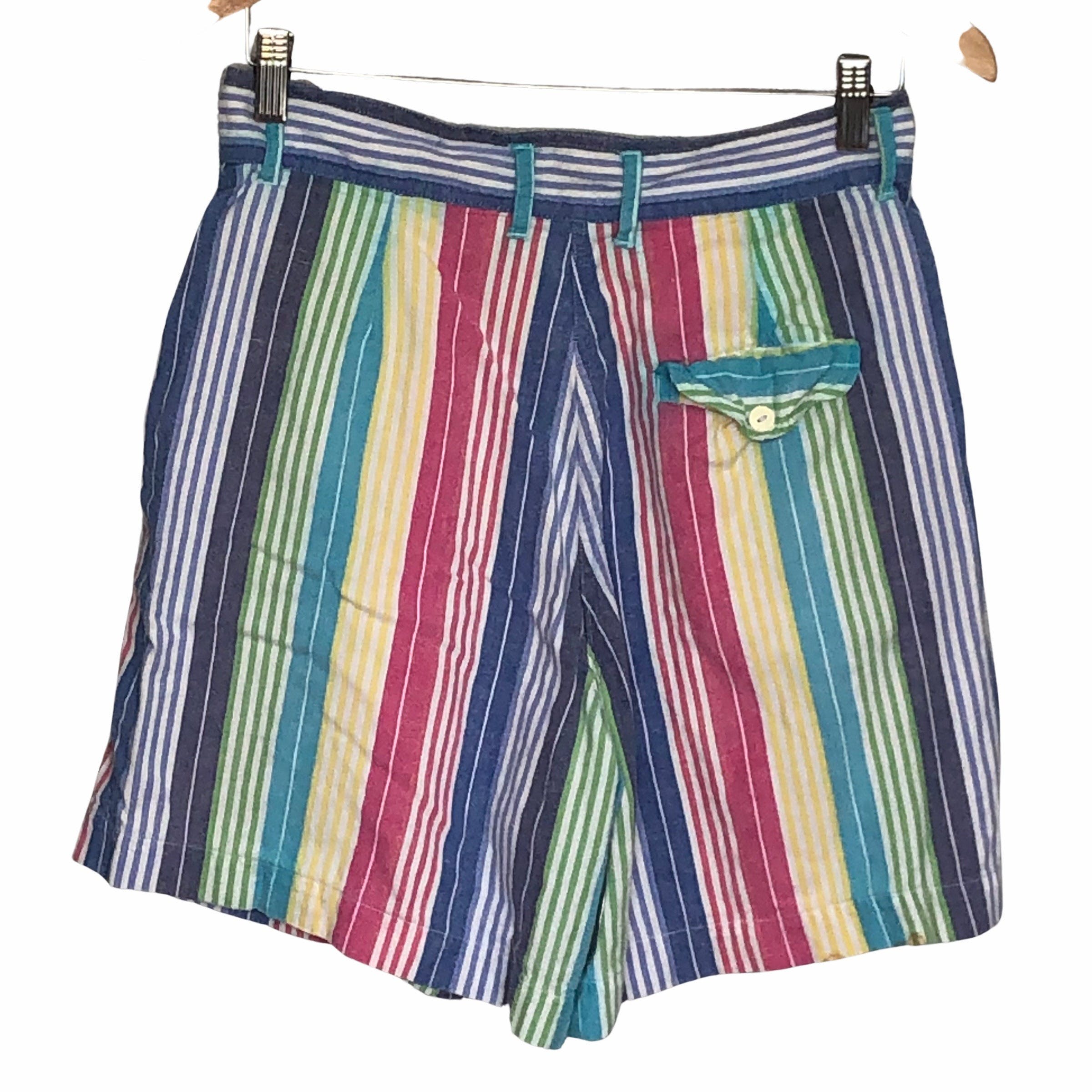 Vintage 80’s Stripe Trouser Shorts High Waist Rainbow by Access | Shop ...