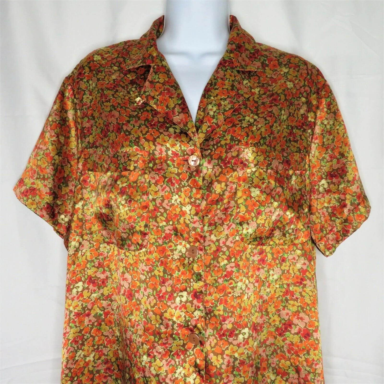 Vintage Multi Red Floral Button Up Sleep Shirt by Victoria's Secret ...