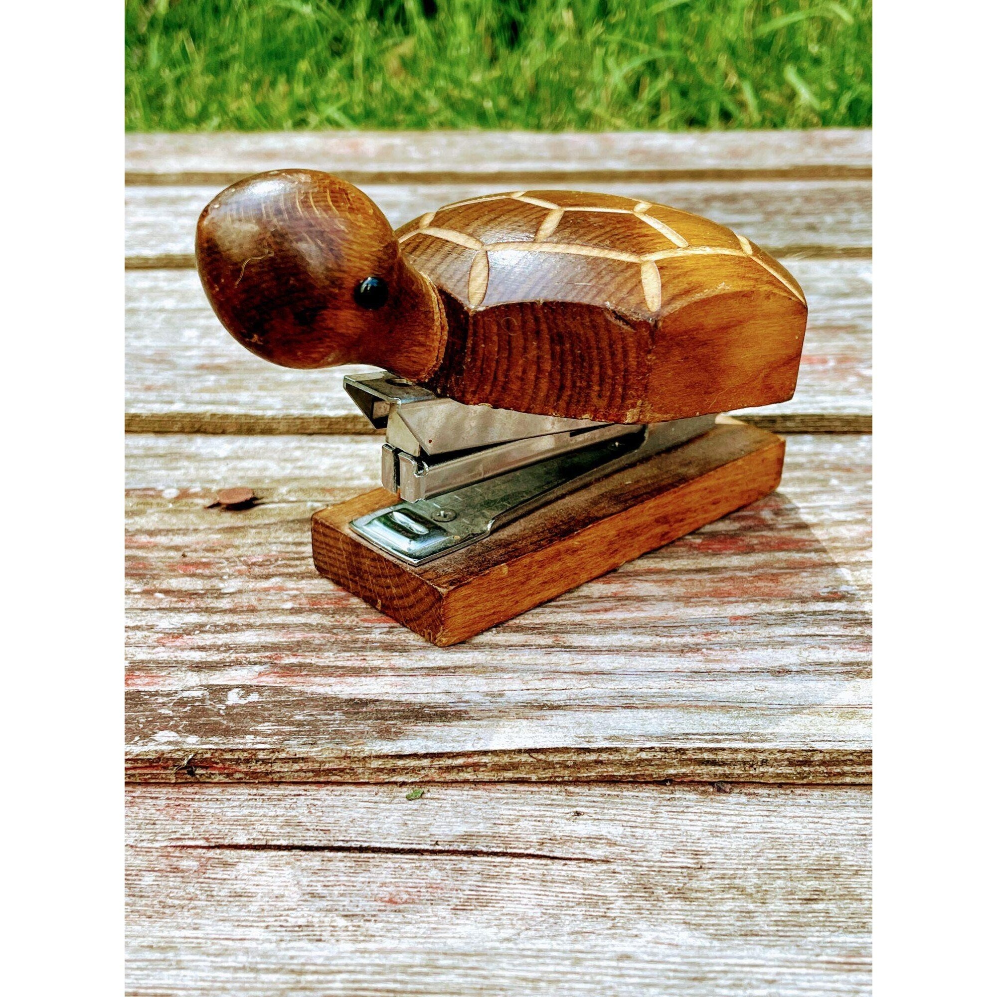 Vintage Carved Wood Turtle Stapler | Shop THRILLING