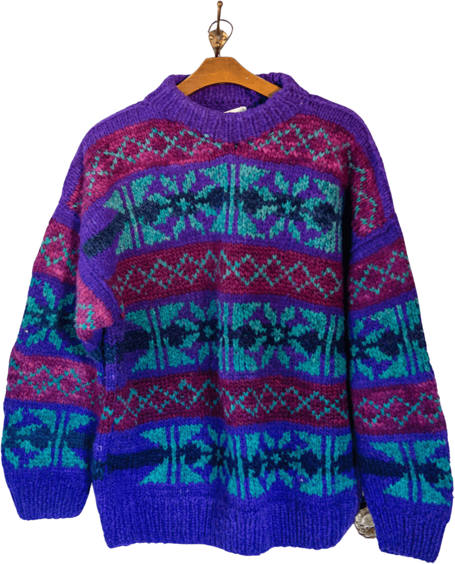 Vintage Purple Handmade Knit Wool Sweater by World Class | Shop THRILLING