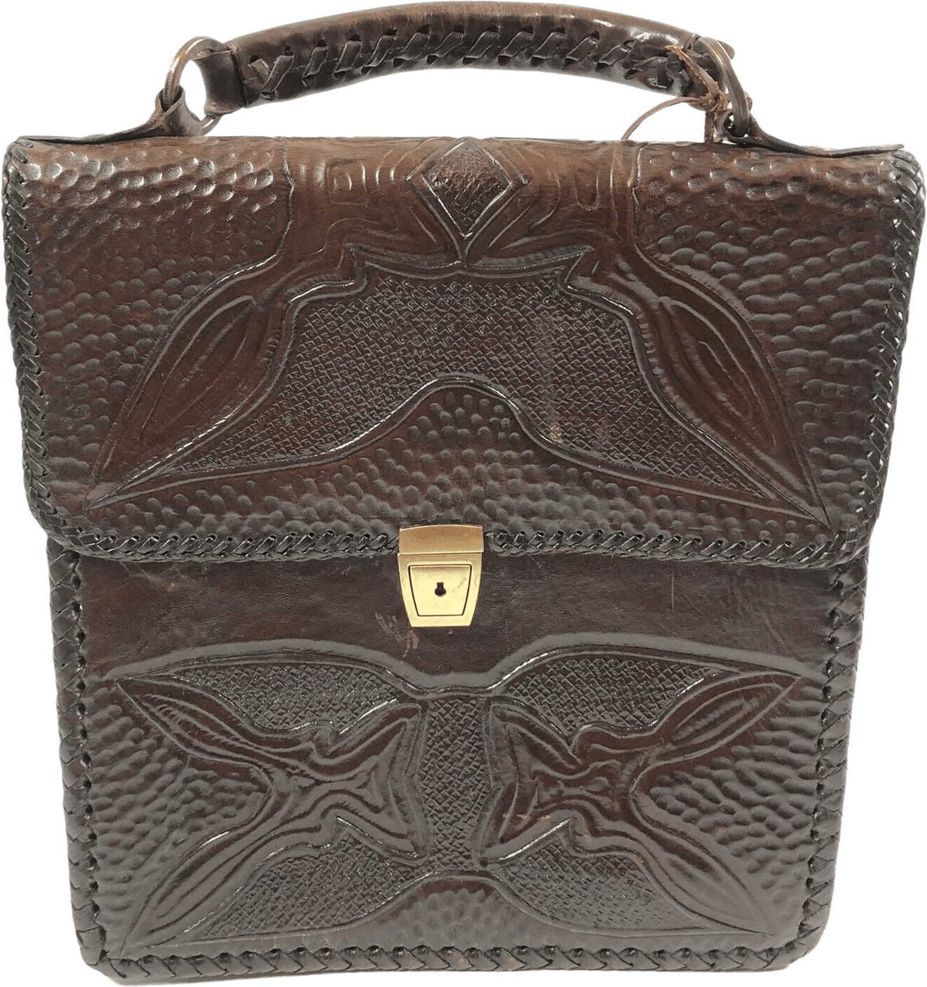 Vintage Dark Brown Tooled Leather Messenger Bag Shop THRILLING