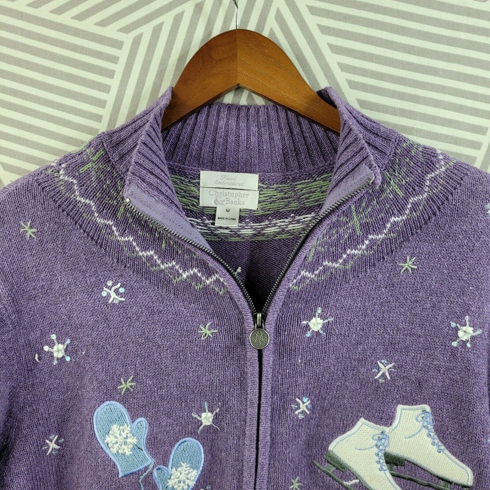 Vintage Purple Fleece Cardigan Sweater By Christopher Banks Shop