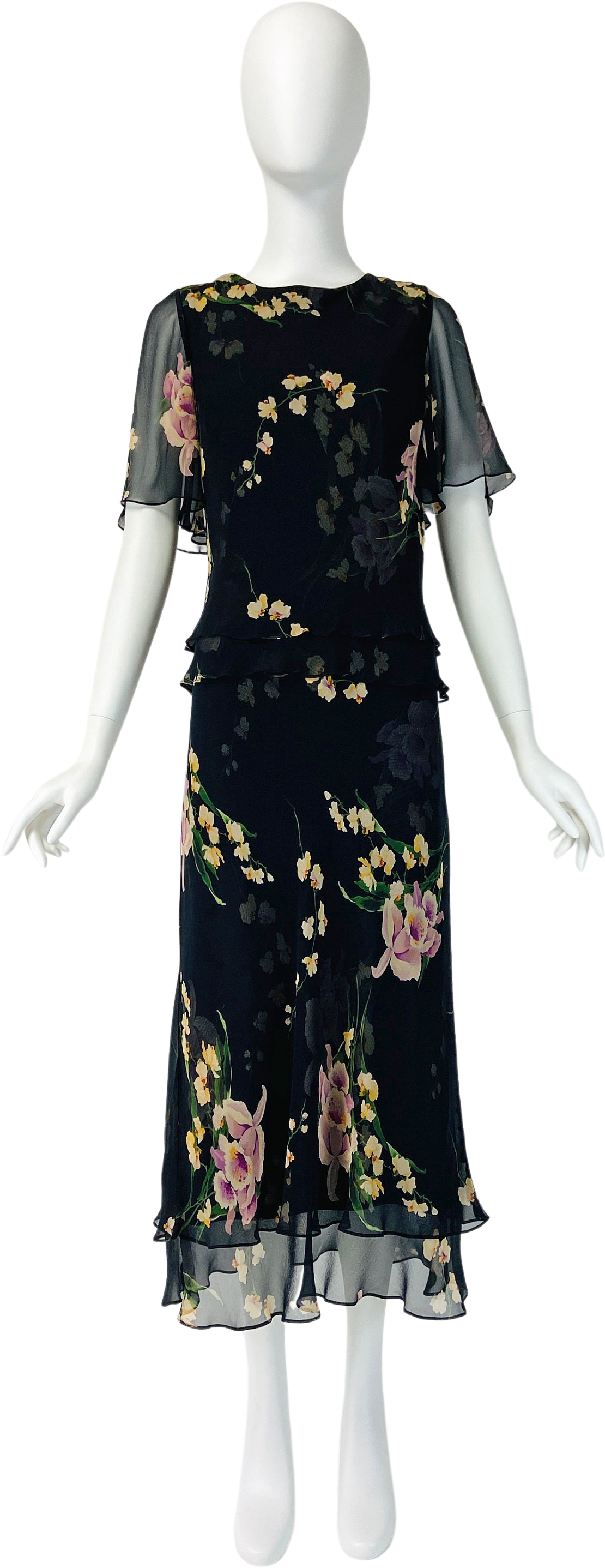Vintage 90’s Black Floral Cocktail Dress by Cattiva