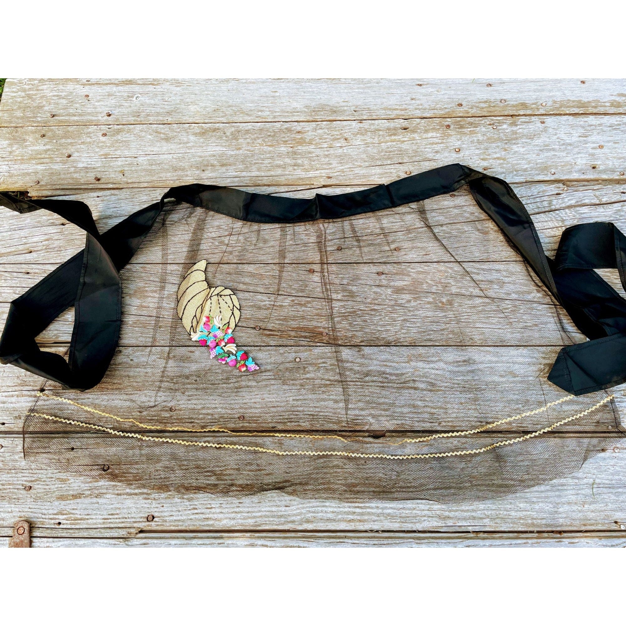 Vintage Hostess Net Half Apron Cornucopia with Fruit Buttons | Shop ...