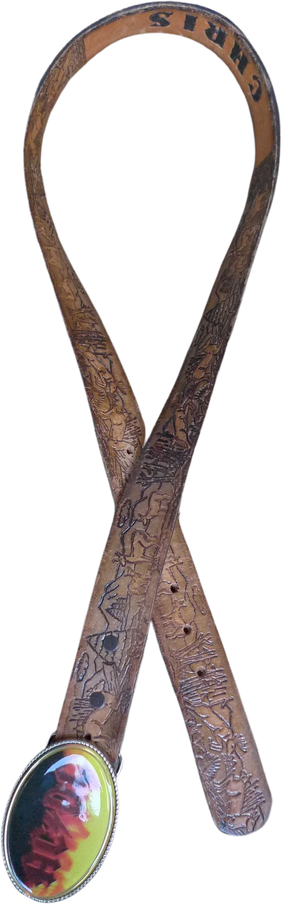 Vintage 80s/90s (40 To 42) * Ac Dc Buckle With Tooled Leather Belt ...