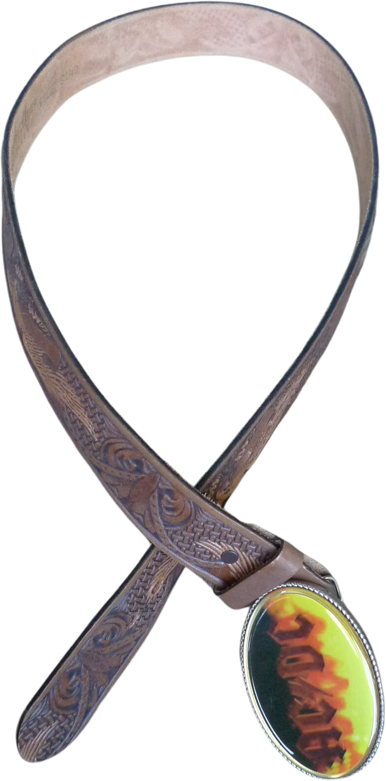 Vintage 80s/90s (36 To 38) * Ac Dc Buckle With Tooled Leather Belt ...