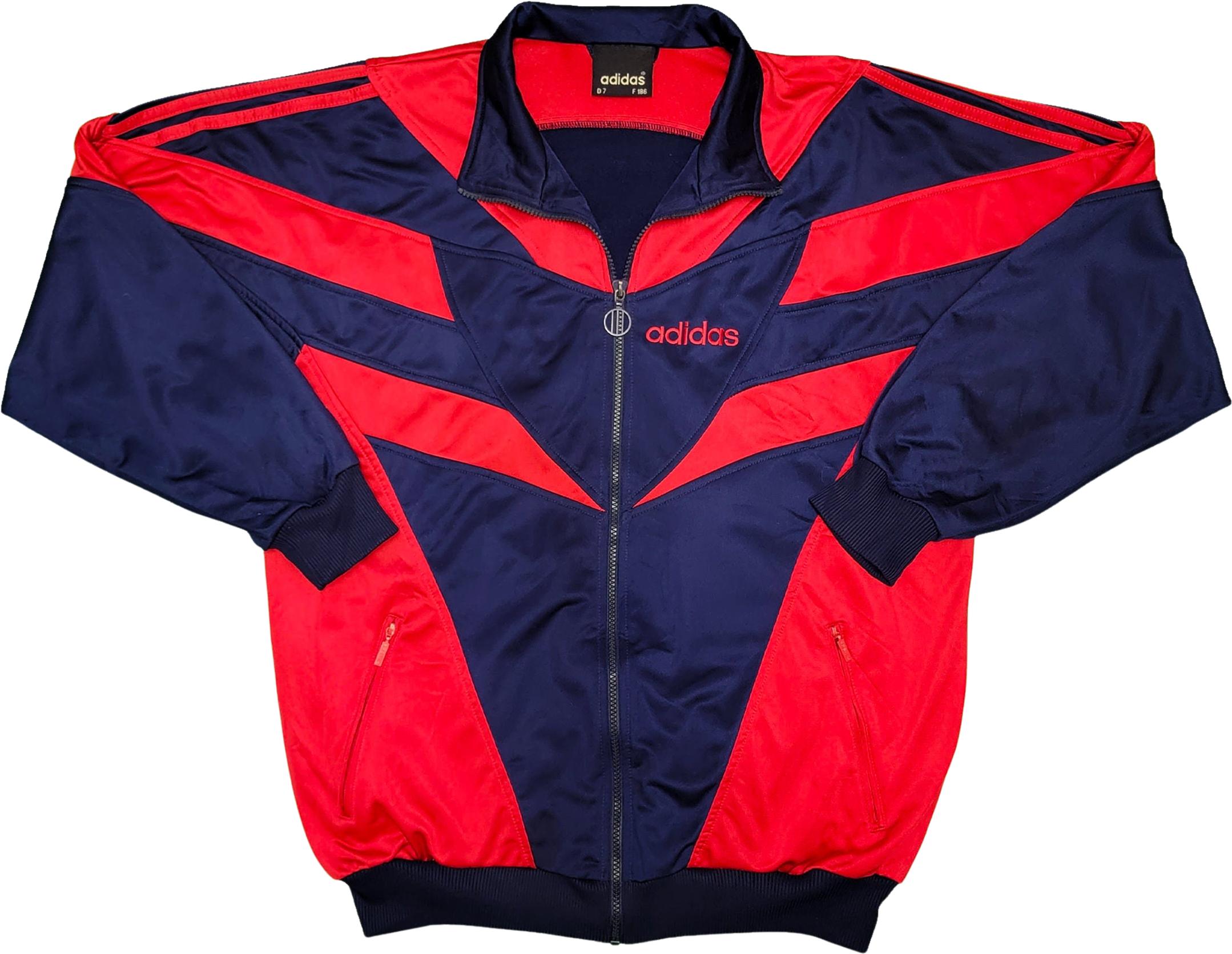 Adidas Vintage 90s Colorblock Track Jacket Red and Navy Blue