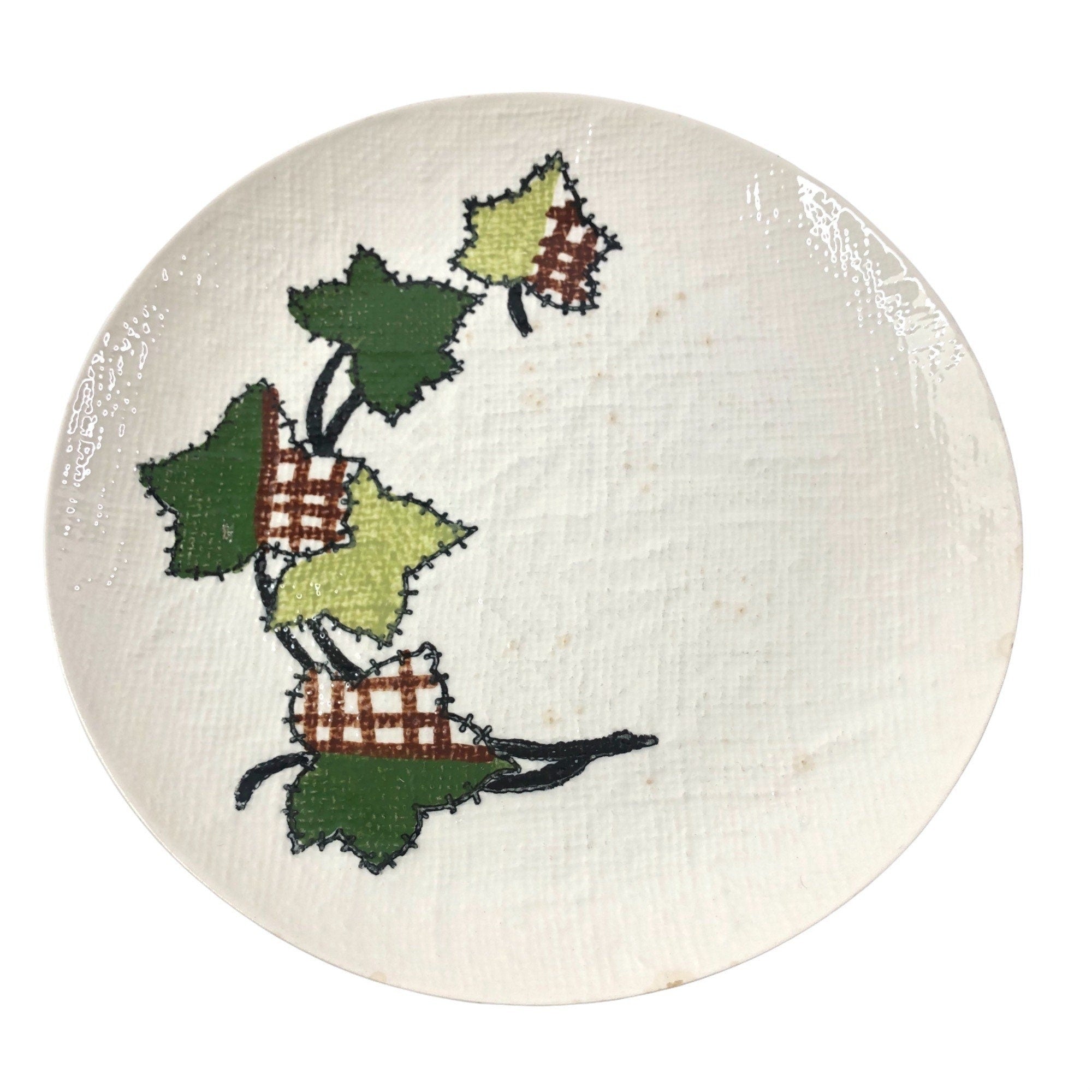 Vintage Blue Ridge Southern Potteries Dinner Plates Brown Gingham Ivy ...