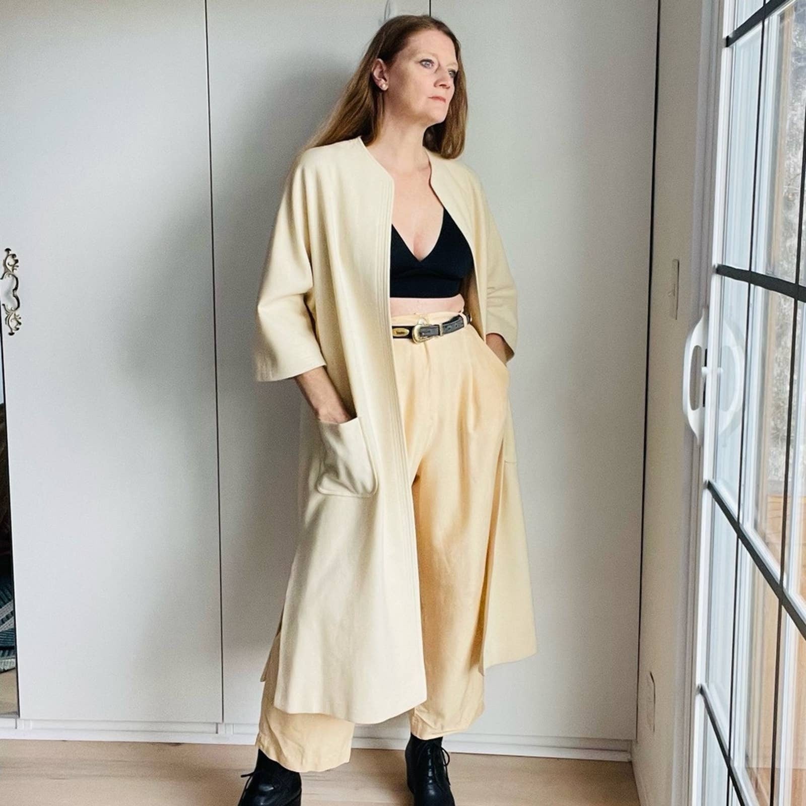 Vintage 70s Off White Wool Midi Coat Spring Weight Dusters | Shop THRILLING