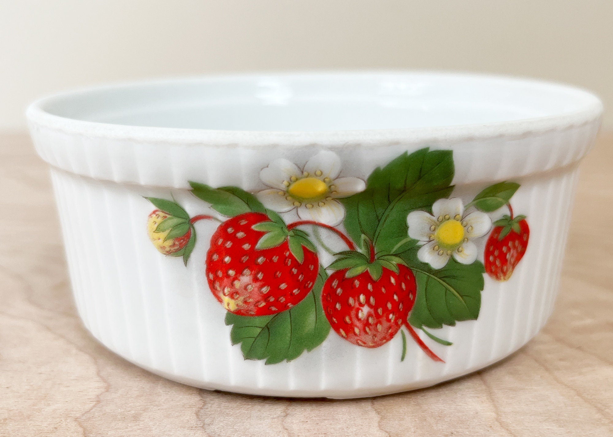 Vintage Bia Cordon Bleu France Ramekin W Strawberry Floral Design Dish ...