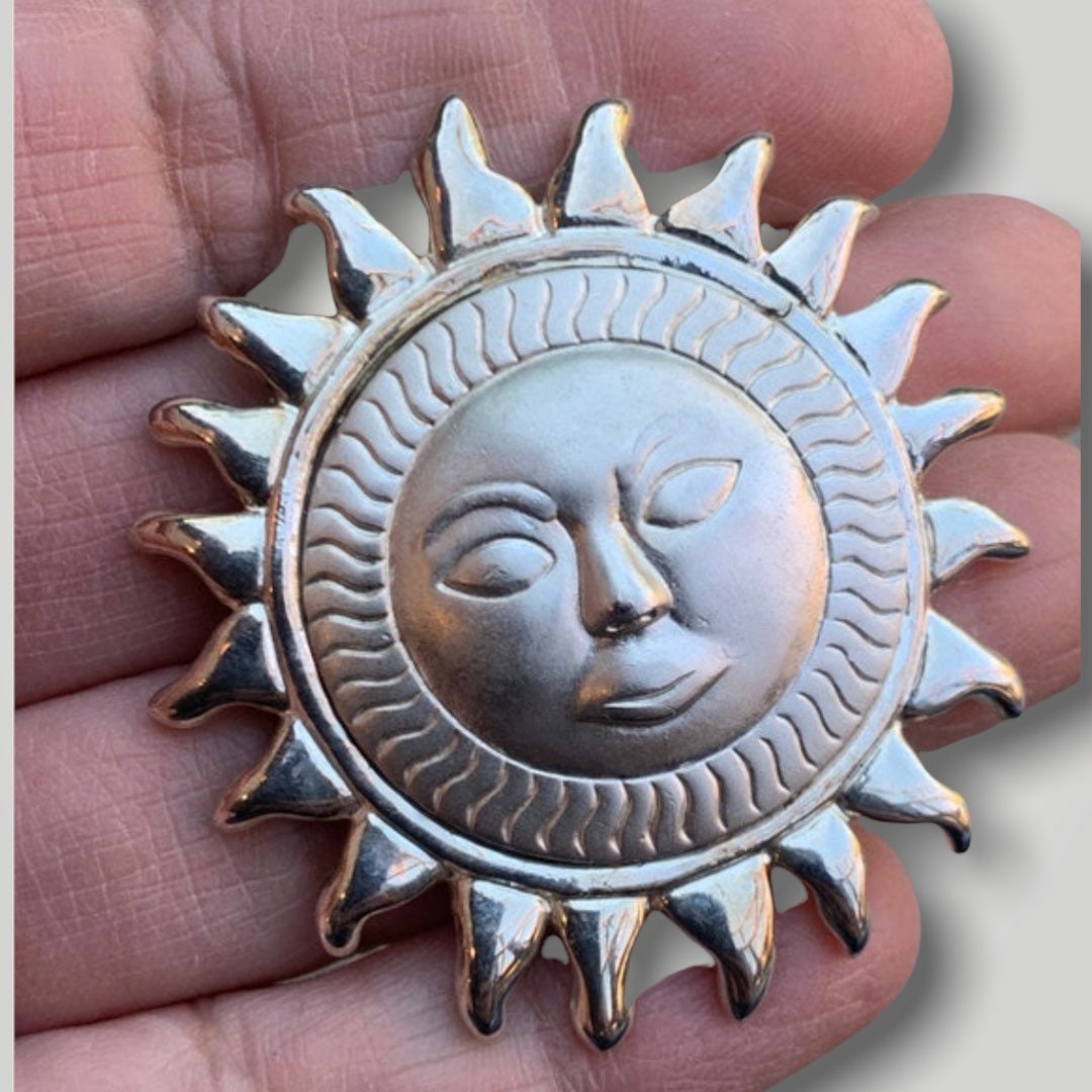 Sun Face Pin Remarkable Vintage Sun Face Brooch Pin 80s | Shop THRILLING
