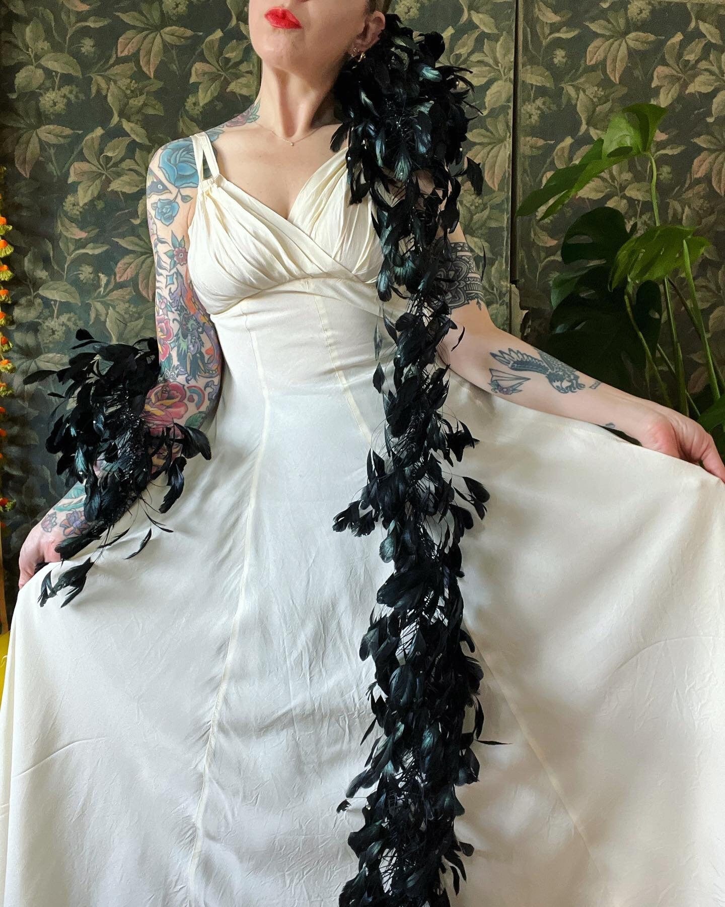 Vintage 30s/40s 8 Gore Panel Full Length Slip Dress with Pleated Bust ...