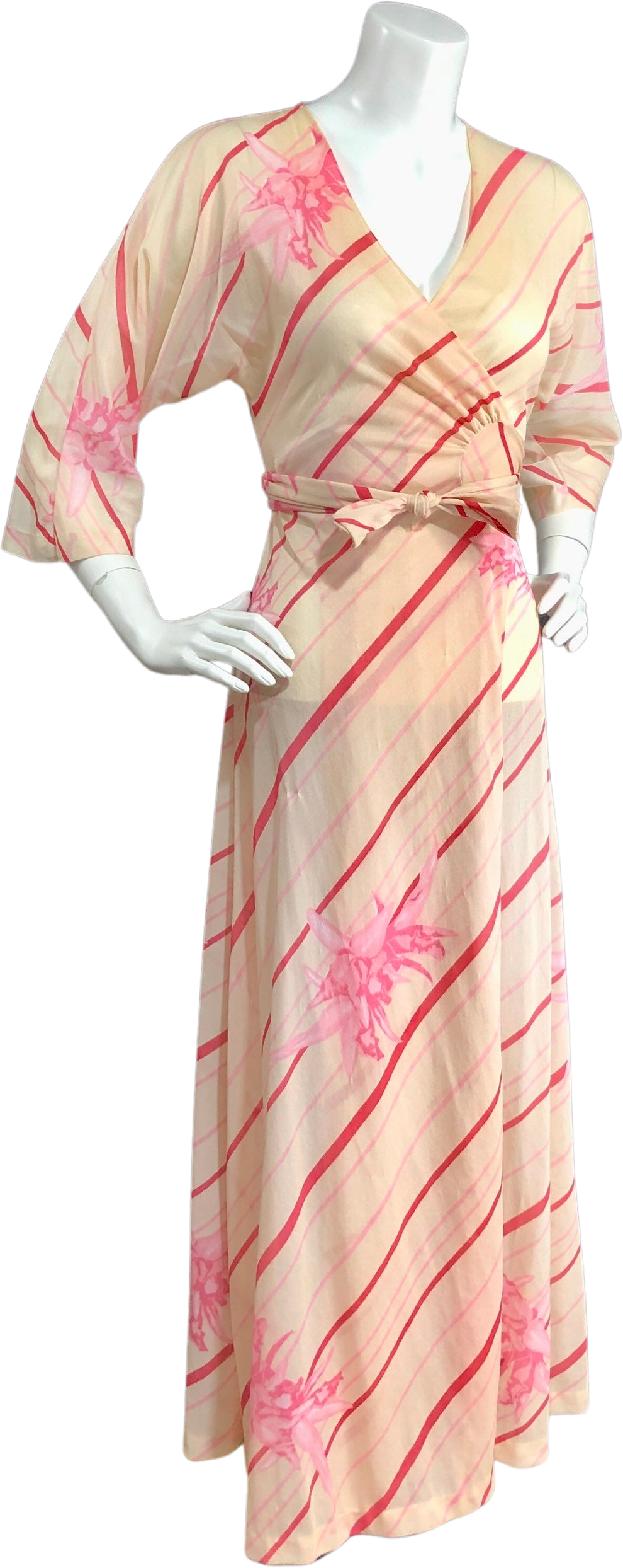 Vintage 70s Summer Bathrobe Robe House Coat / Pink Floral Wrap By ...