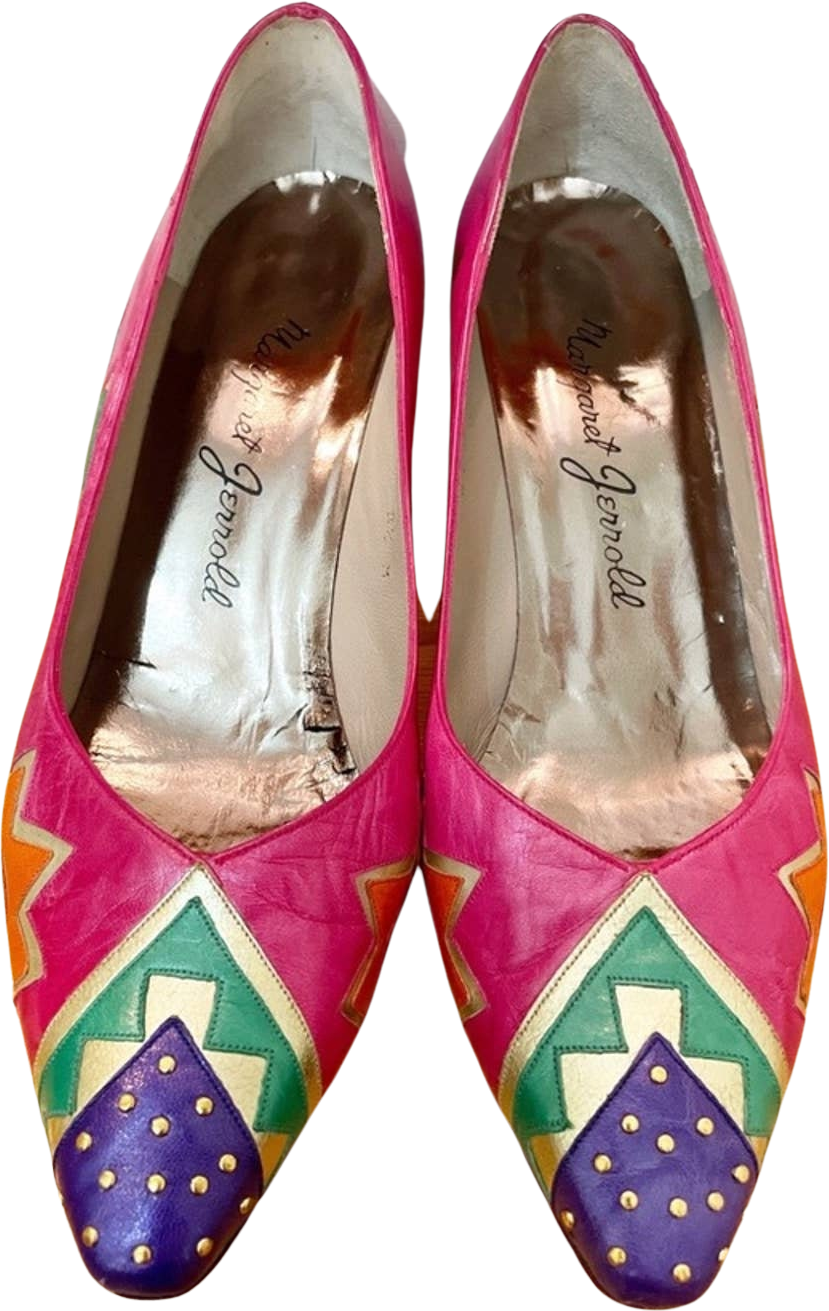 Margaret Jerrold Colourful Leather Pumps shops Size 8