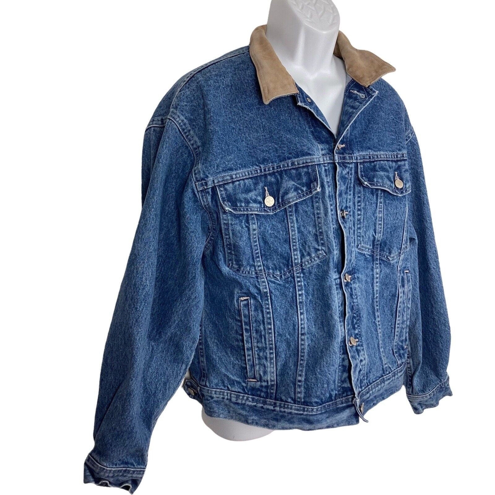 Vintage Banana Republic Denim Jacket Leather Collar by Banana Republic ...