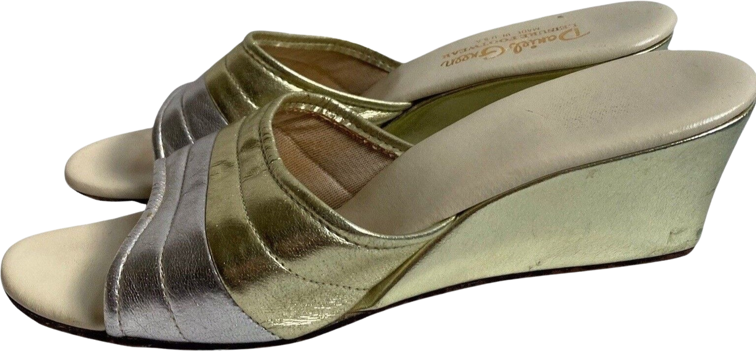 Vintage Daniel Green Metallic Wedge Slides by Daniel Green Shop
