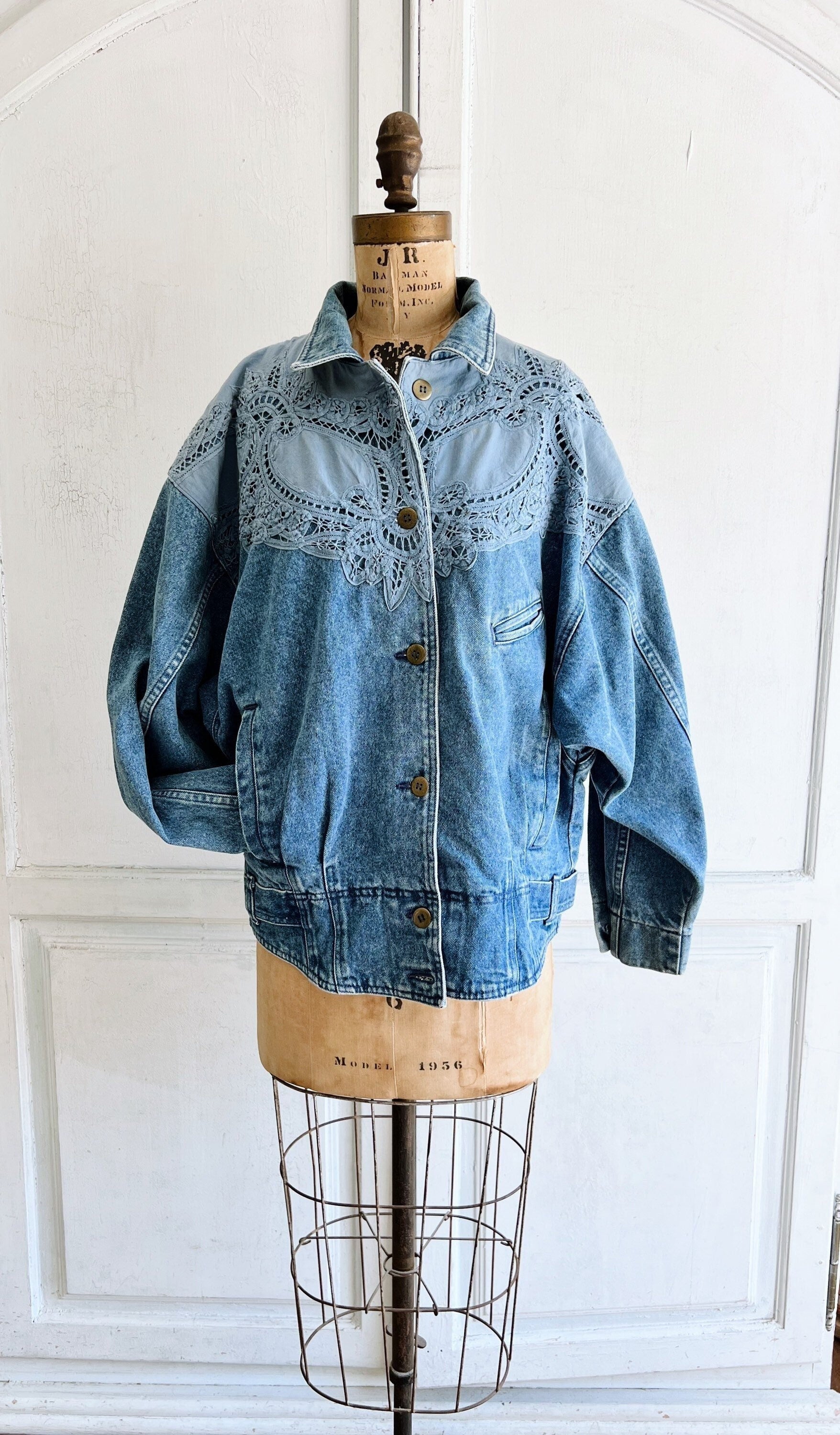 80s Vintage Jean Oversized Denim Doily Jacket by Together! | Shop THRILLING