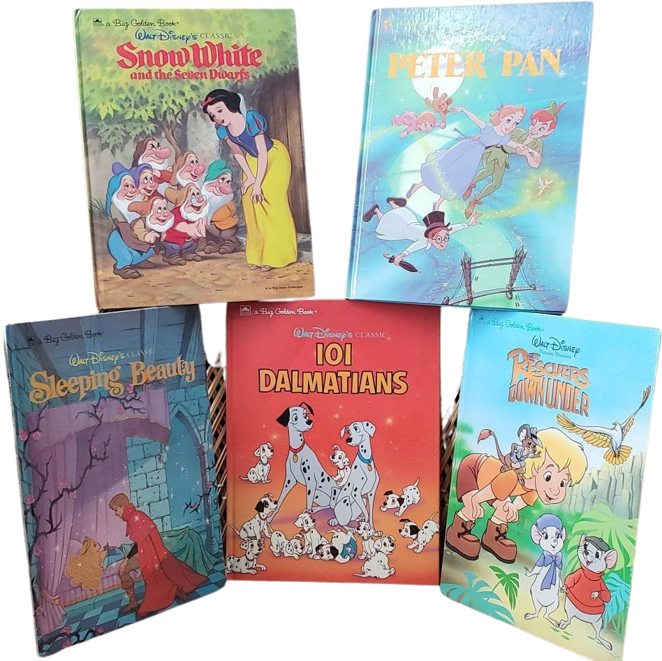 Vintage Disney Big Golden Books Set of 5 Peter Pan Sleeping Beauty 101