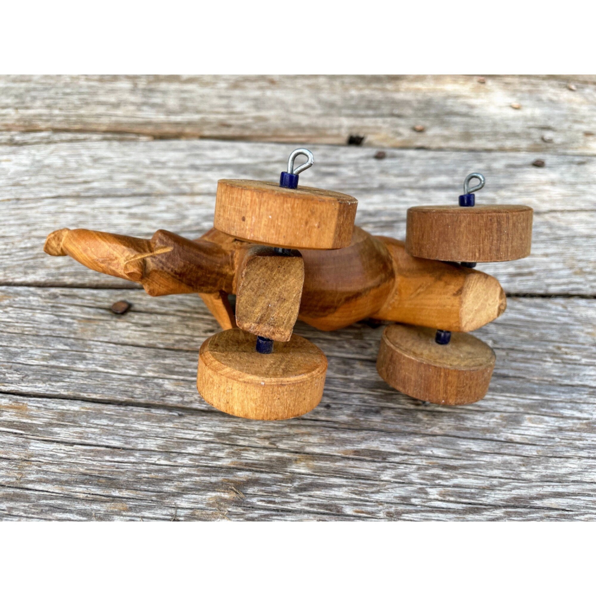 Vintage Folk Art Carved Wood Elephant On Wheels | Shop THRILLING